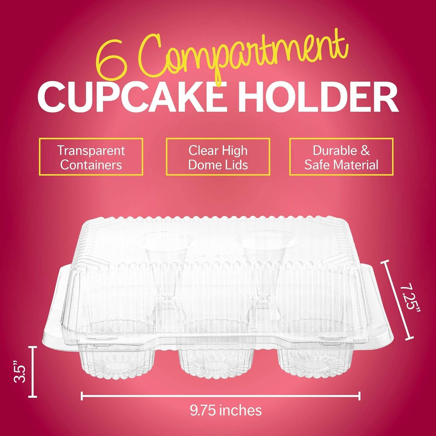 Wholesale 6-Compartment Plastic Cupcake Boxes 40 Pack Disposable High Dome Stackable Holders with Lids Bulk Durable Muffin Transporters Factory Wholesale 6-Compartment Plastic Cupcake Boxes 40 Pack Disposable High Dome Stackable Holders with Lids Bulk Durable Muffin Transporters Factory
