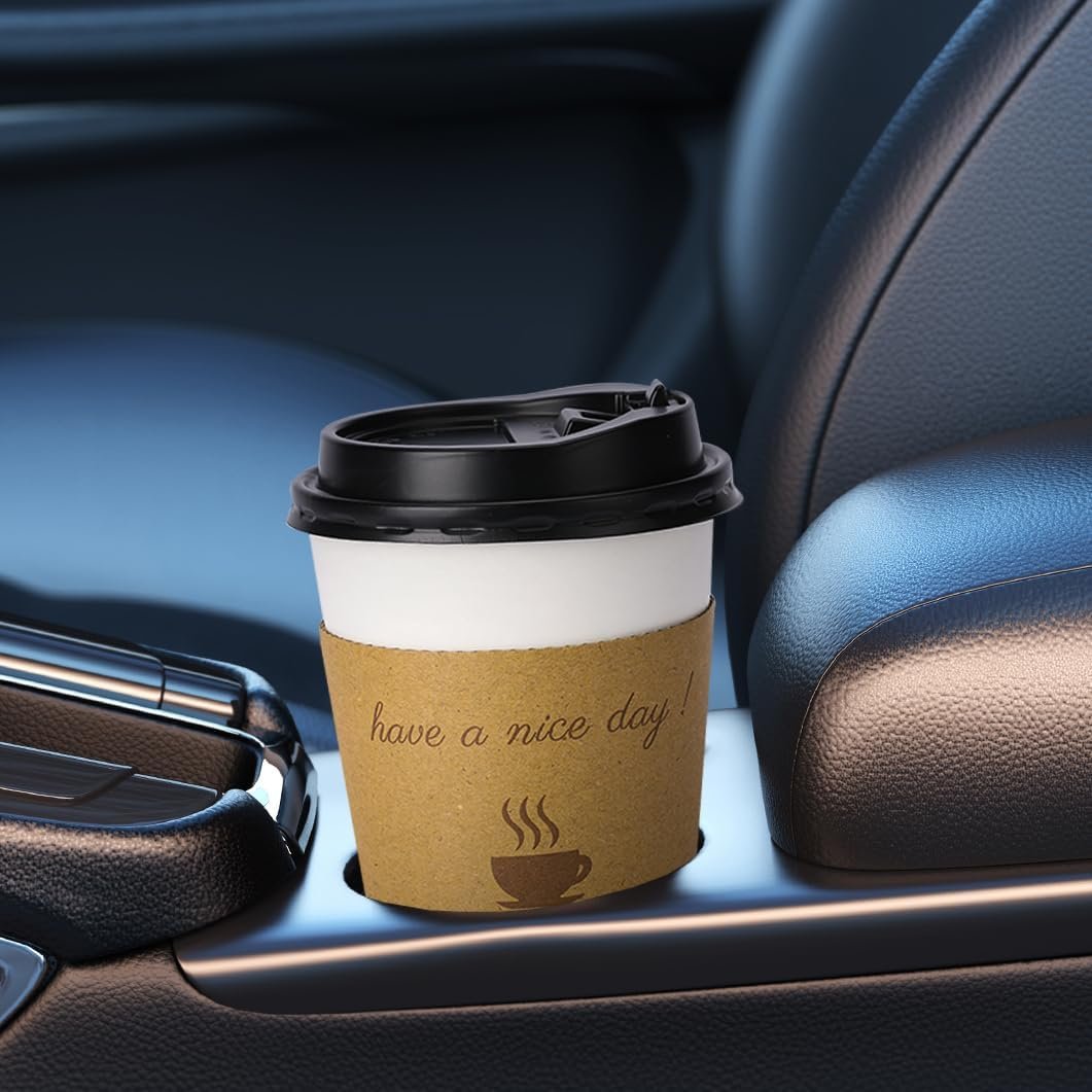 Wholesale 100 Pack 12oz White Disposable Thickened Coffee Cups with Lids Sleeves Straws Scald-Resistant To-Go Hot Cups Factory