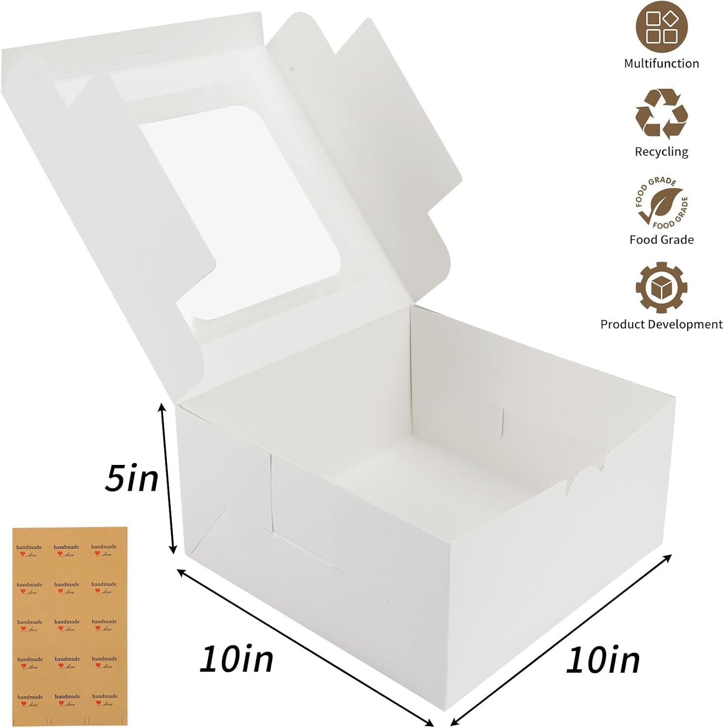 Wholesale 24pcs 10x10x5 Inch White Square Bakery Boxes with Window for Cakes Pastries Cookies Pies Chocolates Birthday Wedding Mother's Day Factory Wholesale 24pcs 10x10x5 Inch White Square Bakery Boxes with Window for Cakes Pastries Cookies Pies Chocolates Birthday Wedding Mother's Day Factory