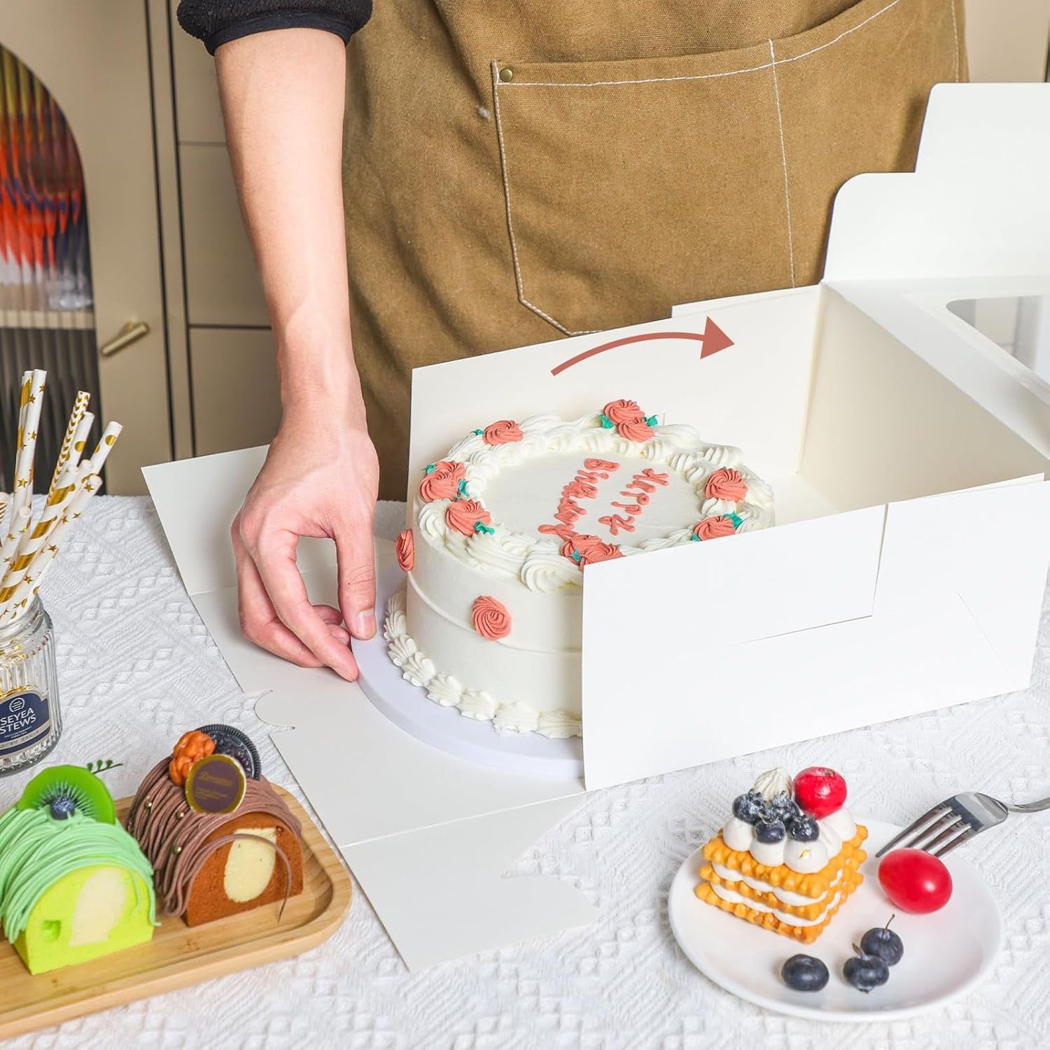 Wholesale 24pcs 10x10x5 Inch White Square Bakery Boxes with Window for Cakes Pastries Cookies Pies Chocolates Birthday Wedding Mother's Day Factory Wholesale 24pcs 10x10x5 Inch White Square Bakery Boxes with Window for Cakes Pastries Cookies Pies Chocolates Birthday Wedding Mother's Day Factory