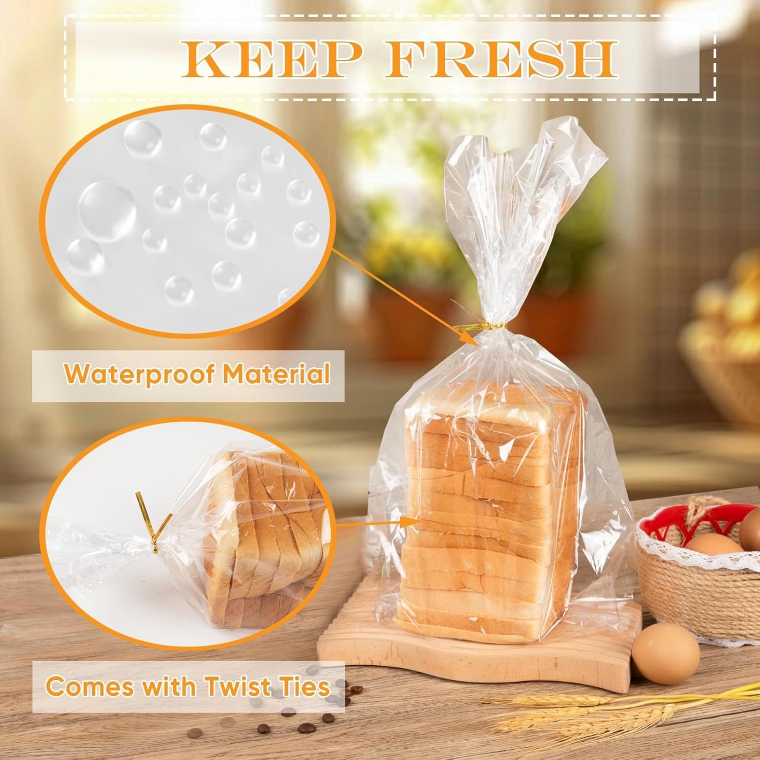 Wholesale Bread Bags for Homemade Loaf Bagels Sourdough - Durable Adjustable Plastic 100 Pcs + 110 Colorful 5