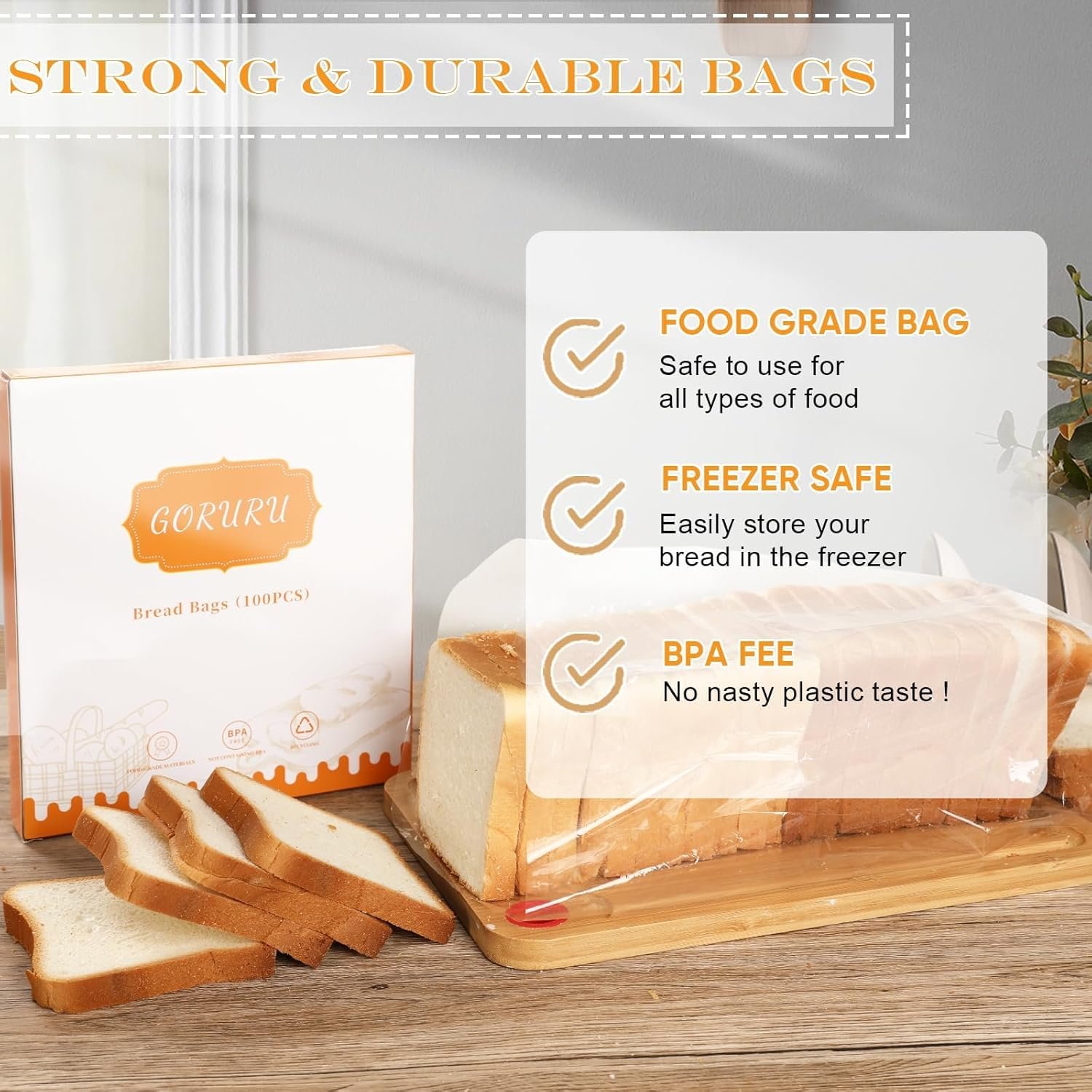 Wholesale Bread Bags for Homemade Loaf Bagels Sourdough - Durable Adjustable Plastic 100 Pcs + 110 Colorful 5