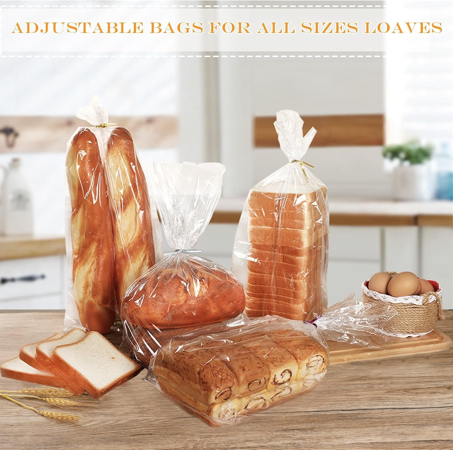 Wholesale Bread Bags for Homemade Loaf Bagels Sourdough - Durable Adjustable Plastic 100 Pcs + 110 Colorful 5