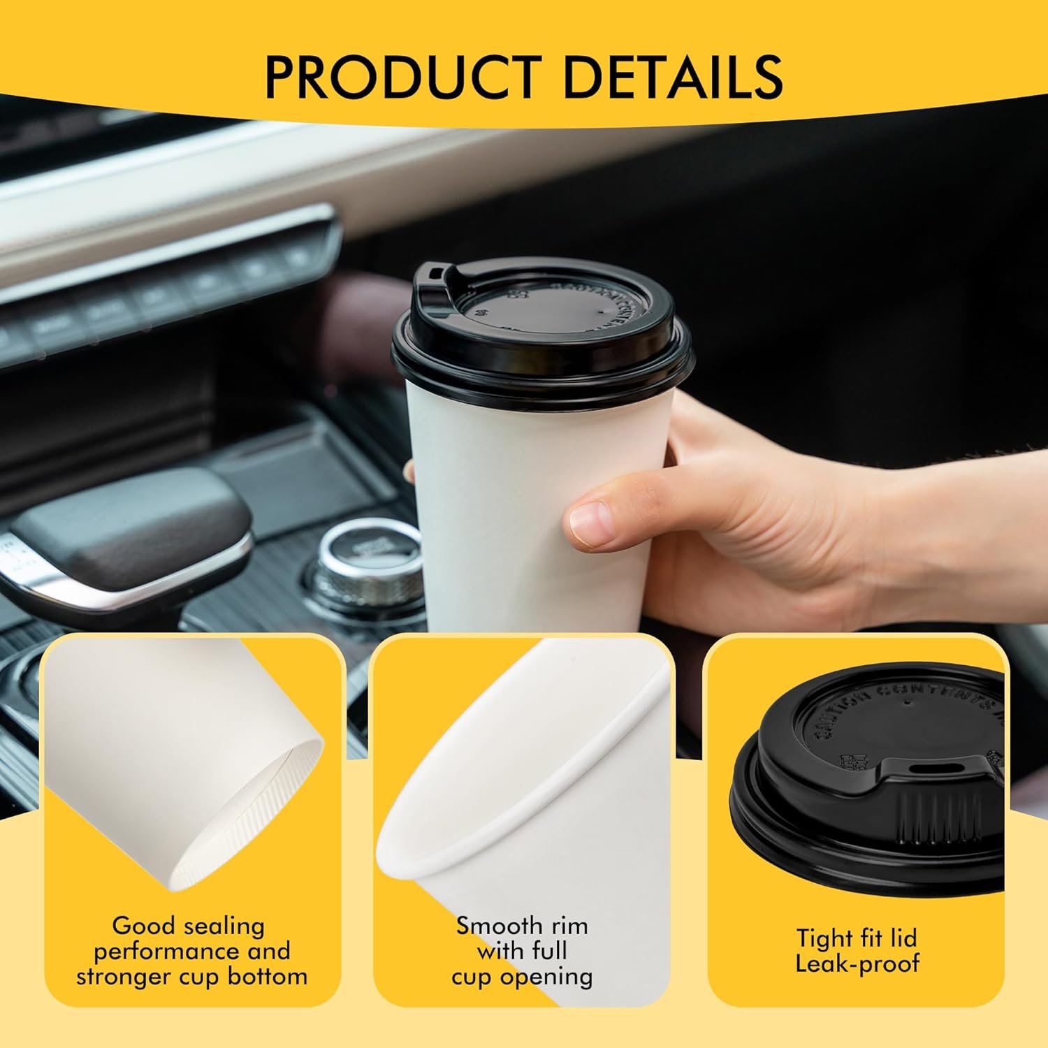 Wholesale 100 Pack 16 oz Disposable Hot Coffee Paper Cups with Lids To Go Factory