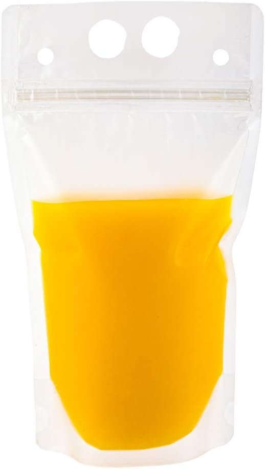 Wholesale 5.1 x 1.6 Inch Double Zipper Drink Pouches 100 Count Hand-Held Straw Storage Translucent Plastic Heavy Duty Tamper-Evident Juice Bags Factory