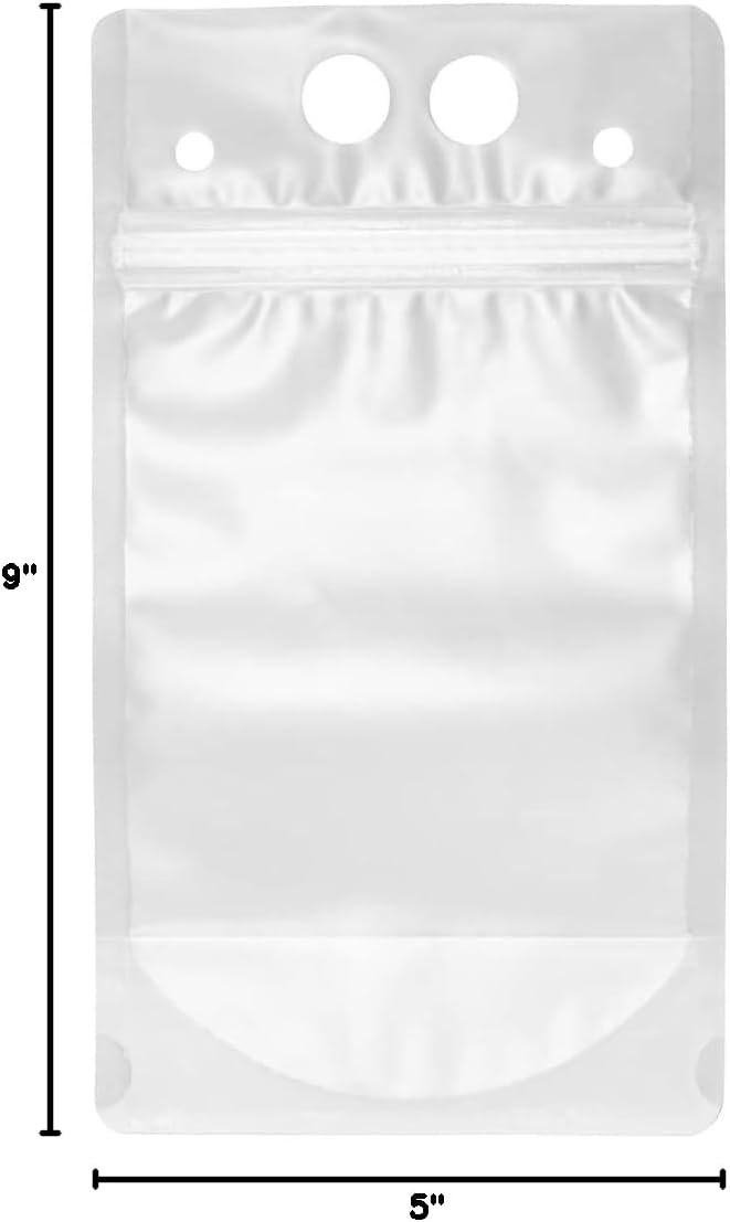 Wholesale 5.1 x 1.6 Inch Double Zipper Drink Pouches 100 Count Hand-Held Straw Storage Translucent Plastic Heavy Duty Tamper-Evident Juice Bags Factory