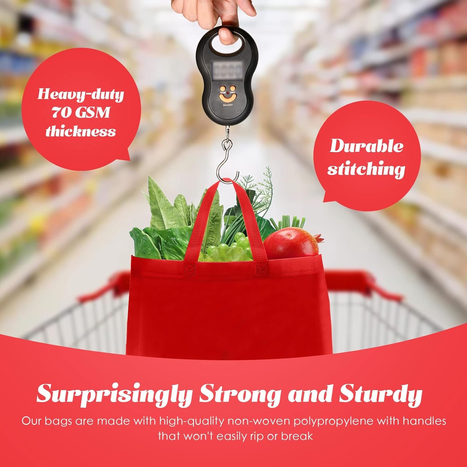 Wholesale 50 Pieces Reusable Non-Woven Foldable Tote Shopping Bags with Handles for Boutiques Red Factory Wholesale 50 Pieces Reusable Non-Woven Foldable Tote Shopping Bags with Handles for Boutiques Red Factory