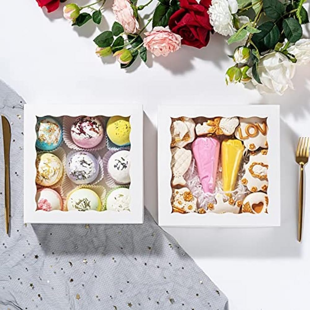 Wholesale 15pcs 8x8x2 Inch Window Bakery Boxes for Cookies Chocolate Strawberries Cakesicles Pies Truffles Easter Treats Factory