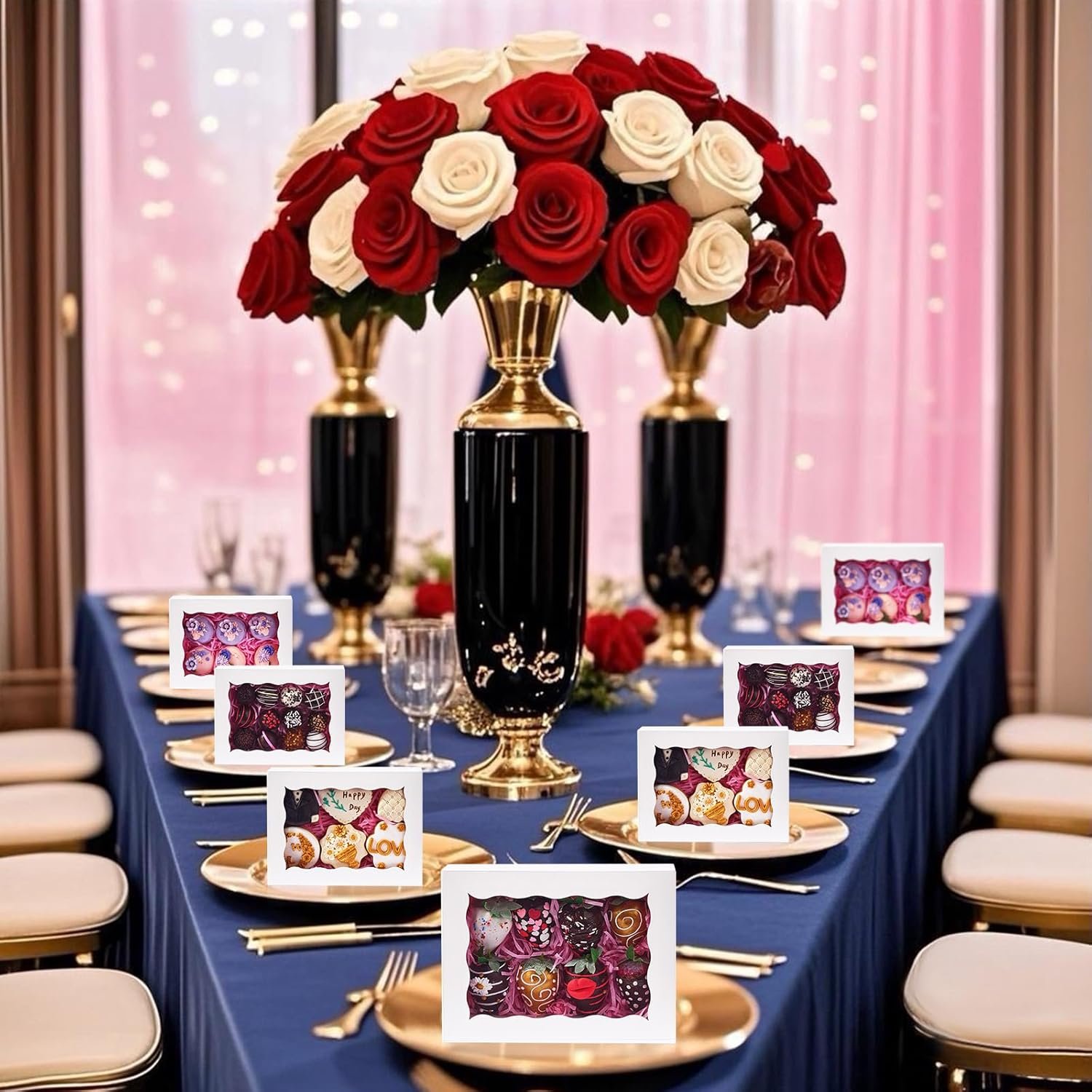 Wholesale 100PCS 8x5x2 Inch Window Bakery Boxes for Cookies Chocolate Strawberries Macarons Simple Style Factory