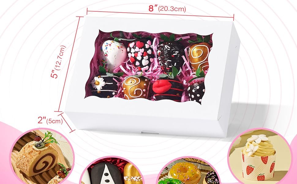 Wholesale 100PCS 8x5x2 Inch Window Bakery Boxes for Cookies Chocolate Strawberries Macarons Simple Style Factory