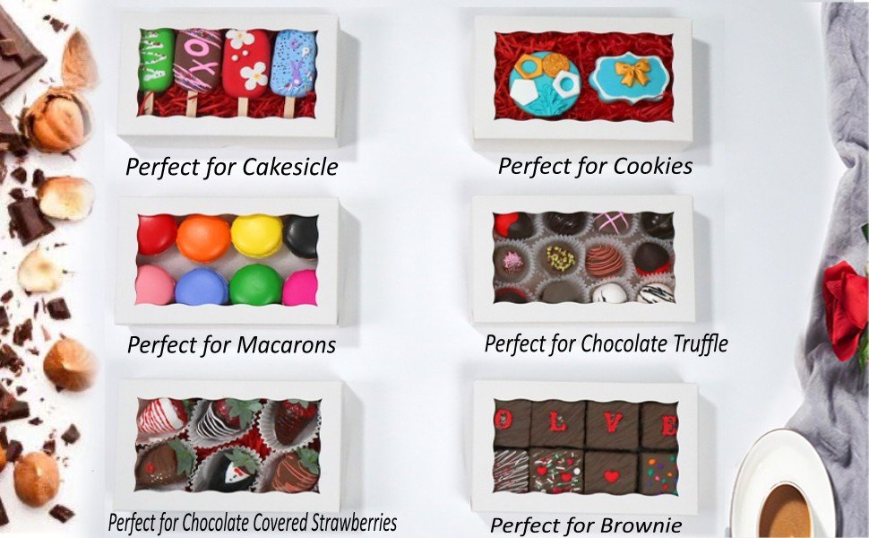 Wholesale 100PCS 8x5x2 Inch Window Bakery Boxes for Cookies Chocolate Strawberries Macarons Simple Style Factory