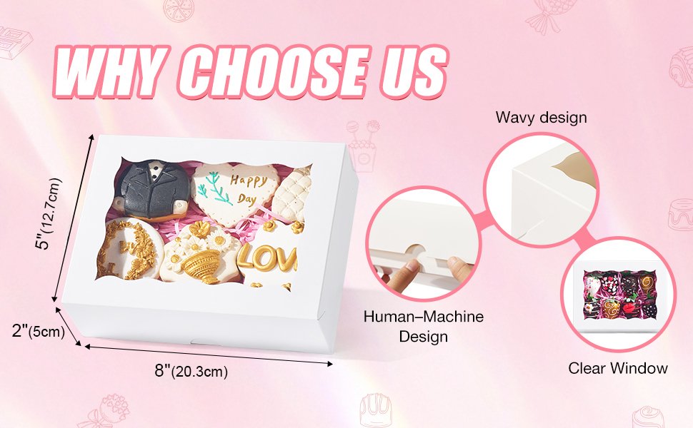 Wholesale 100PCS 8x5x2 Inch Window Bakery Boxes for Cookies Chocolate Strawberries Macarons Simple Style Factory