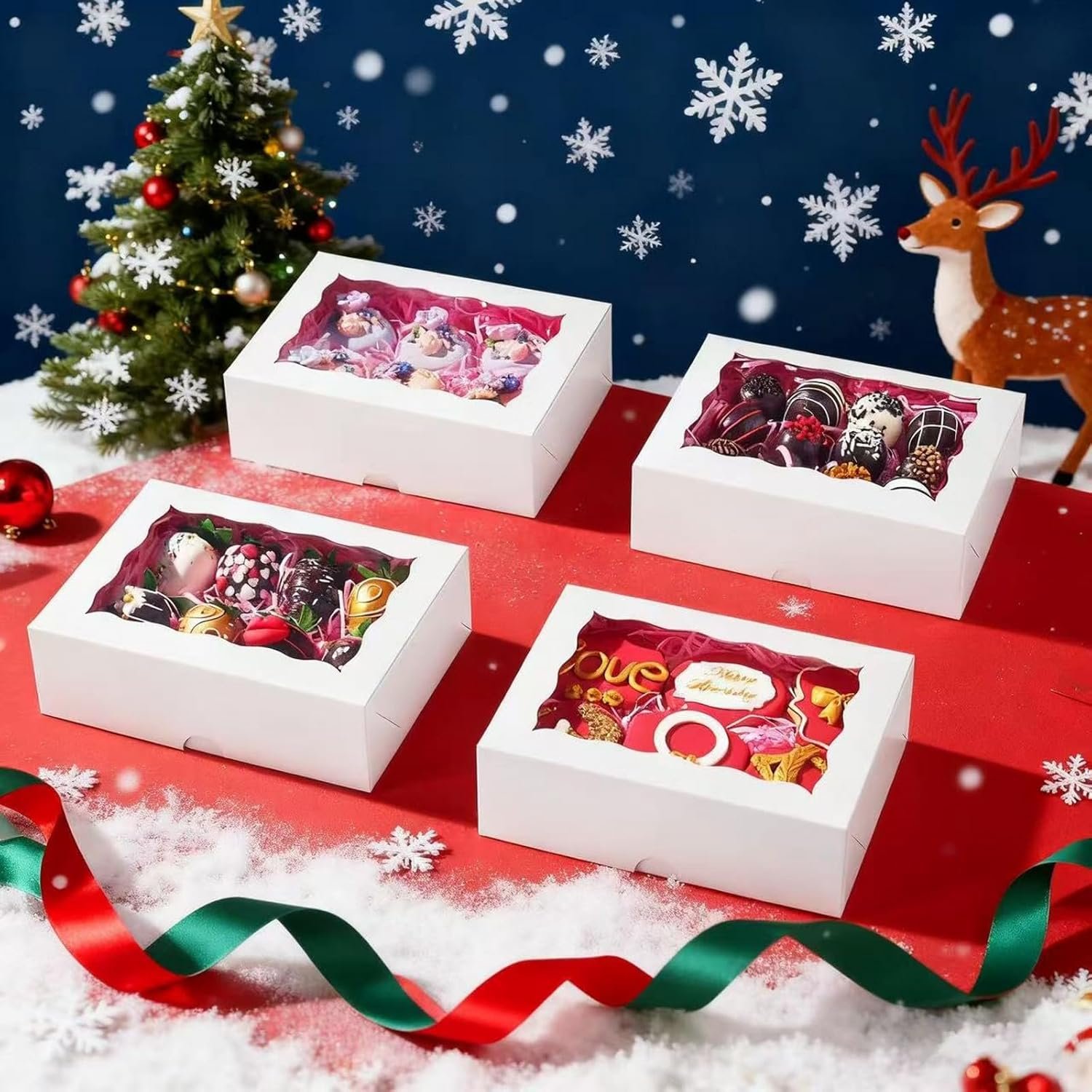 Wholesale 100PCS 8x5x2 Inch Window Bakery Boxes for Cookies Chocolate Strawberries Macarons Simple Style Factory