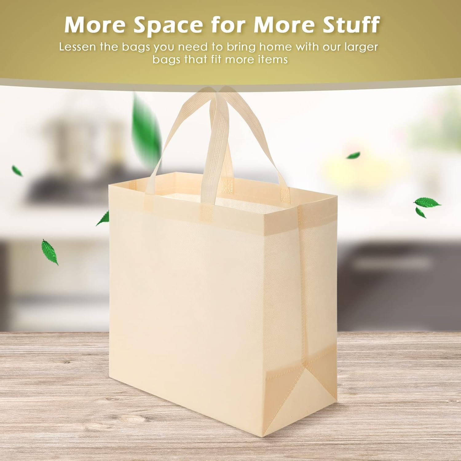 Wholesale 50 Pieces Reusable Non Woven Foldable Tote Bags with Handles Grocery Shopping for Boutiques Beige Factory Wholesale 50 Pieces Reusable Non Woven Foldable Tote Bags with Handles Grocery Shopping for Boutiques Beige Factory