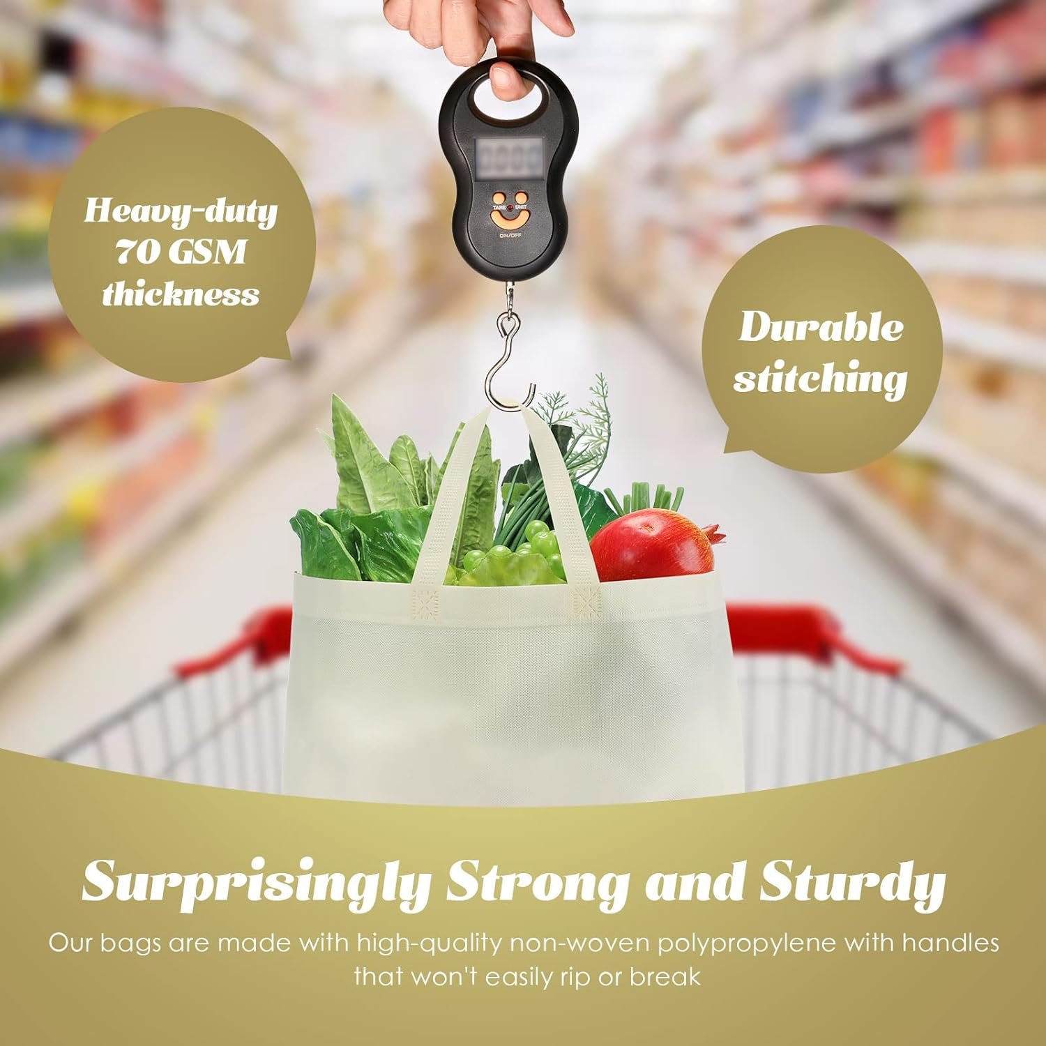 Wholesale 50 Pieces Reusable Non Woven Foldable Tote Bags with Handles Grocery Shopping for Boutiques Beige Factory Wholesale 50 Pieces Reusable Non Woven Foldable Tote Bags with Handles Grocery Shopping for Boutiques Beige Factory