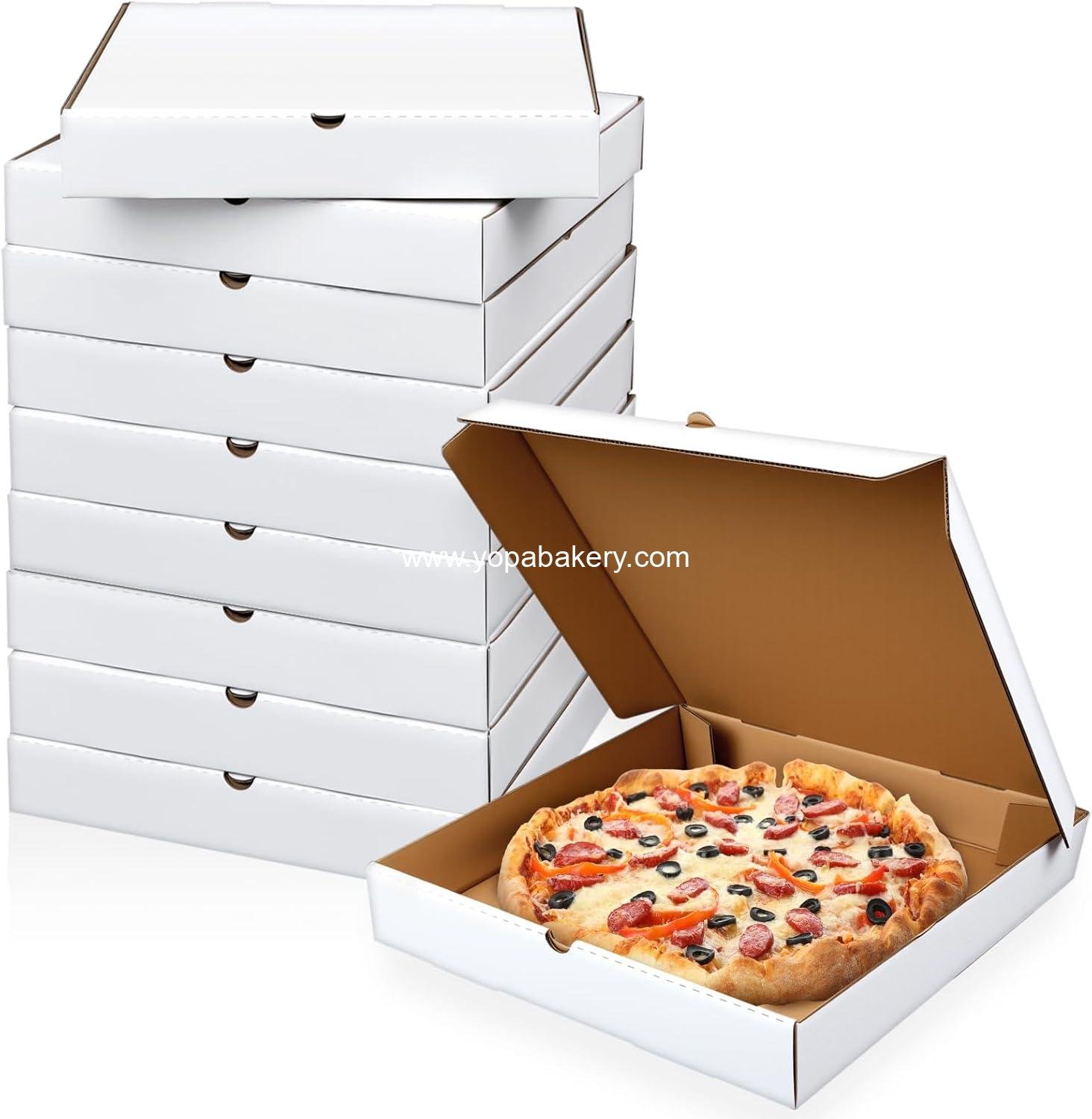 Wholesale 10 Pack 12x12 Inch B-Flute Corrugated White Grease Resistant Pizza Boxes Kraft Takeout Containers for Cakes Cookies Food Crafts Factory