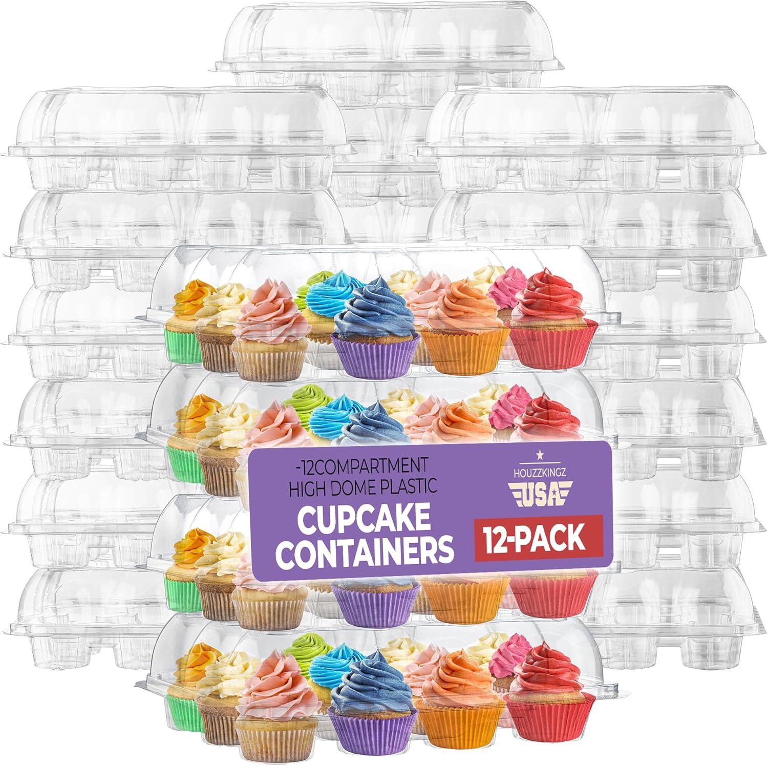 Wholesale 12-Compartment 12-Pack Plastic Cupcake Containers | Disposable Clear High Dome Holders with Detachable Lids | Stackable Sturdy Bulk Carriers for Muffins Factory Wholesale 12-Compartment 12-Pack Plastic Cupcake Containers | Disposable Clear High Dome Holders with Detachable Lids | Stackable Sturdy Bulk Carriers for Muffins Factory