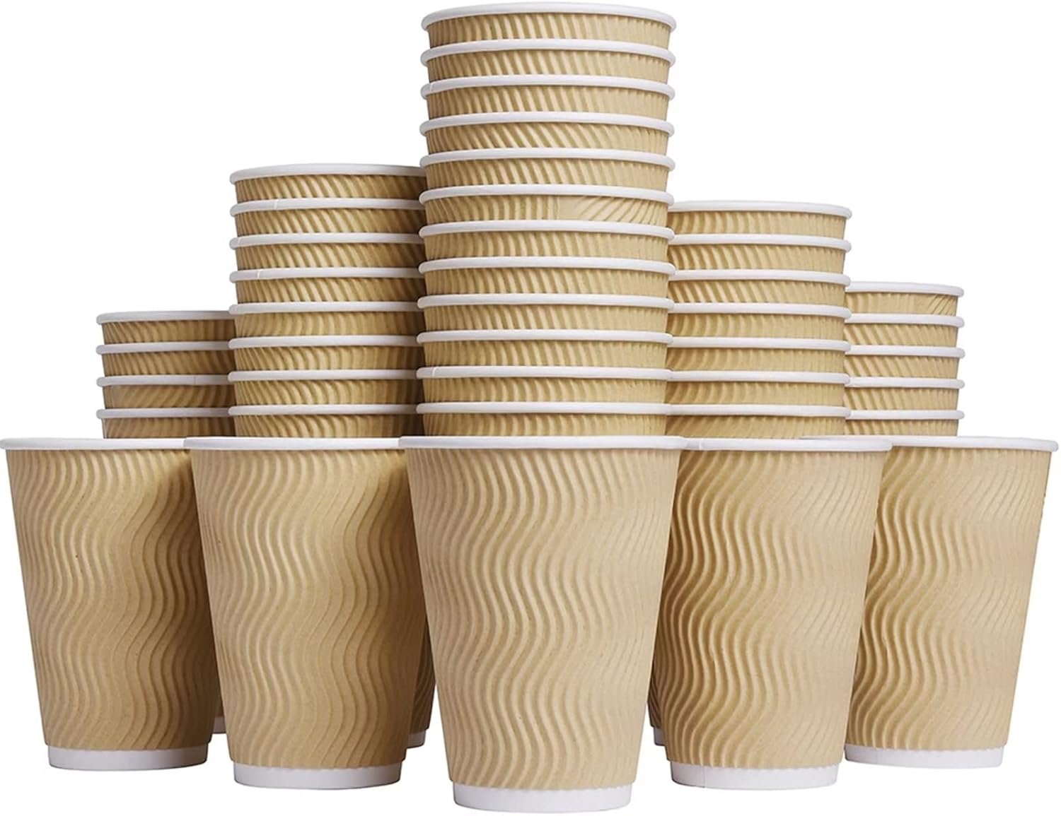 Wholesale 12 oz Insulated Ripple Wall Paper Hot Cups 100 Pack Brown Disposable Corrugated Sleeve for Coffee Drinks Factory Wholesale 12 oz Insulated Ripple Wall Paper Hot Cups 100 Pack Brown Disposable Corrugated Sleeve for Coffee Drinks Factory