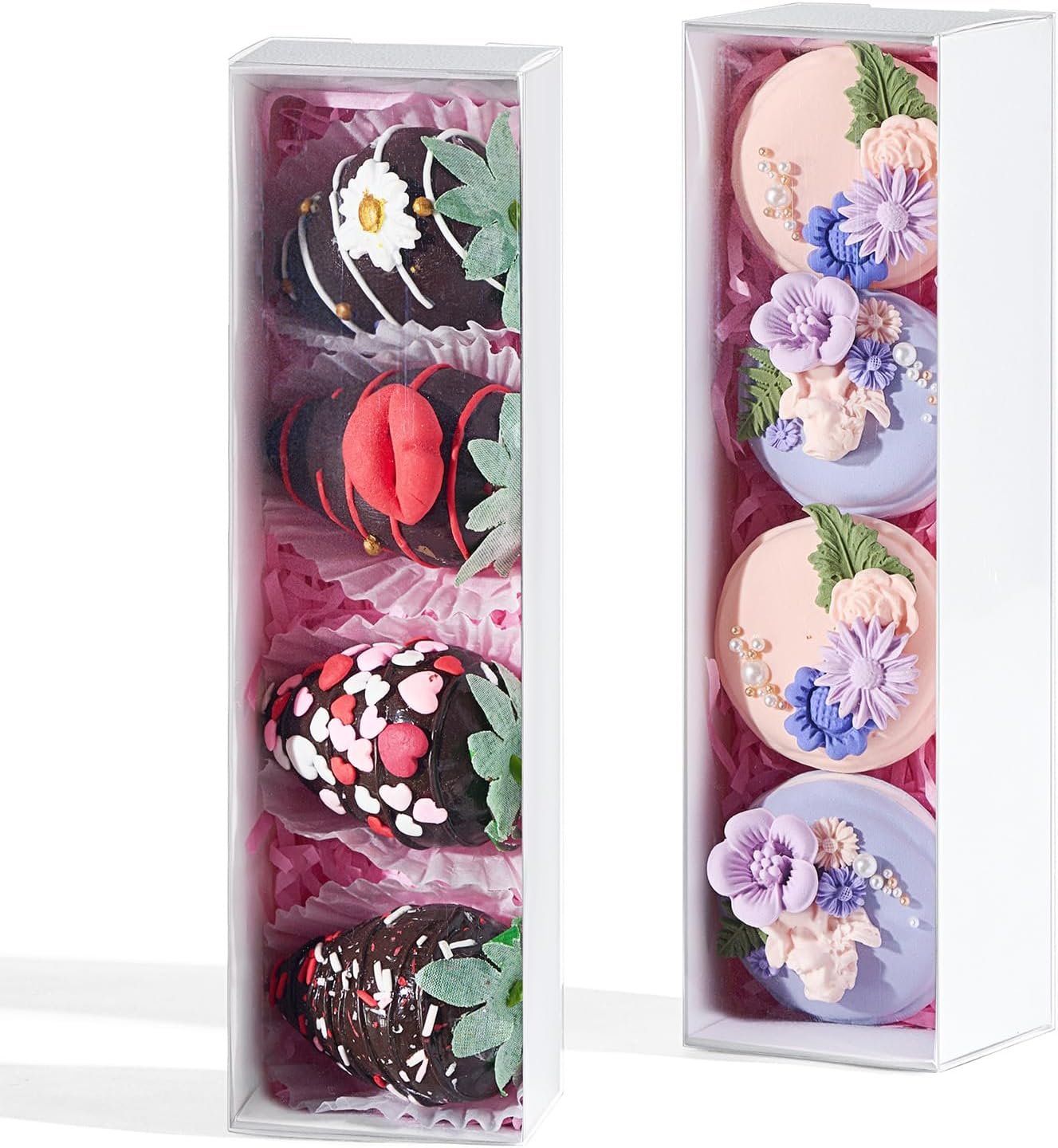 Wholesale 12pcs 8x2.2x2 Inch Empty Macaron Truffle Chocolate Bakery Boxes for Covered Strawberries Bonbons Sweets Party Favors Factory
