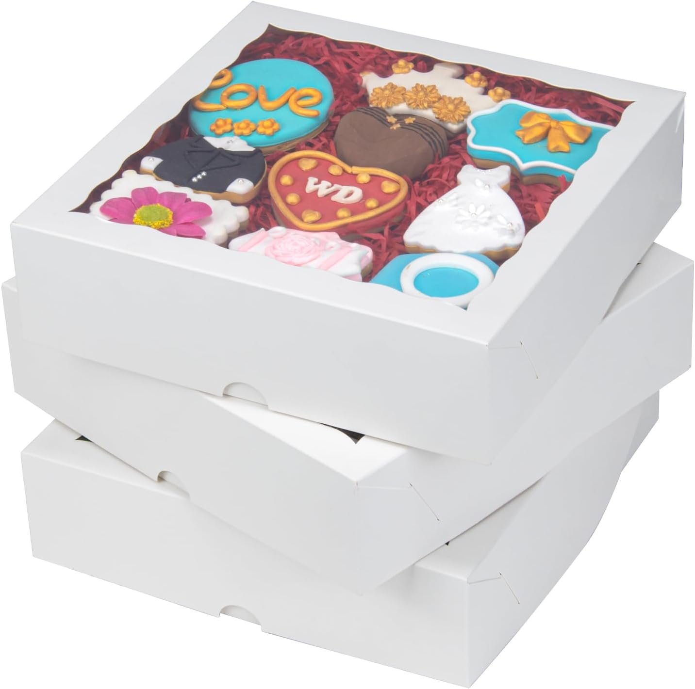 Wholesale 15pcs 8x8x2 Inch Window Bakery Boxes for Cookies Chocolate Strawberries Cakesicles Pies Truffles Easter Treats Factory