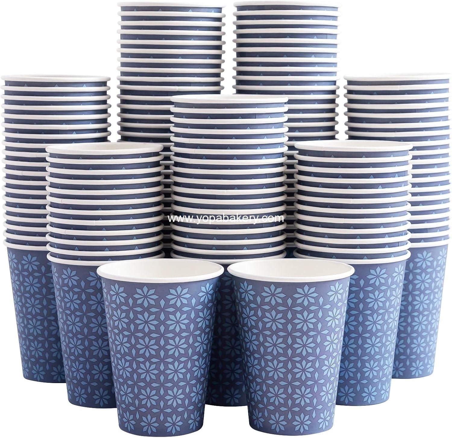 Wholesale 240 Pack 12 oz Navy Floral Disposable Paper Cups Hot Cold Beverage Coffee Drinking Bulk Factory