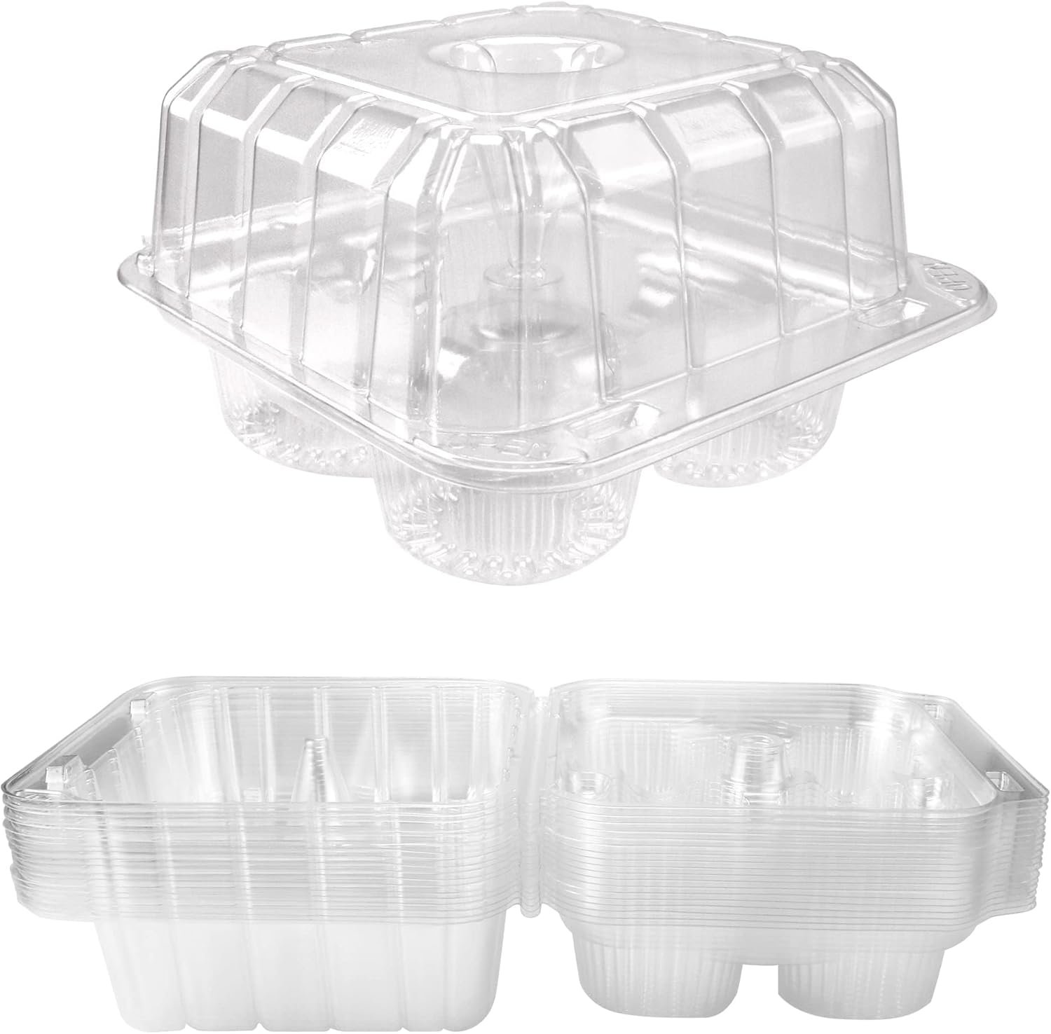 Wholesale 40-Pack 4-Compartment 4-Cavity Clear Plastic Cupcake Boxes Holders Containers Factory