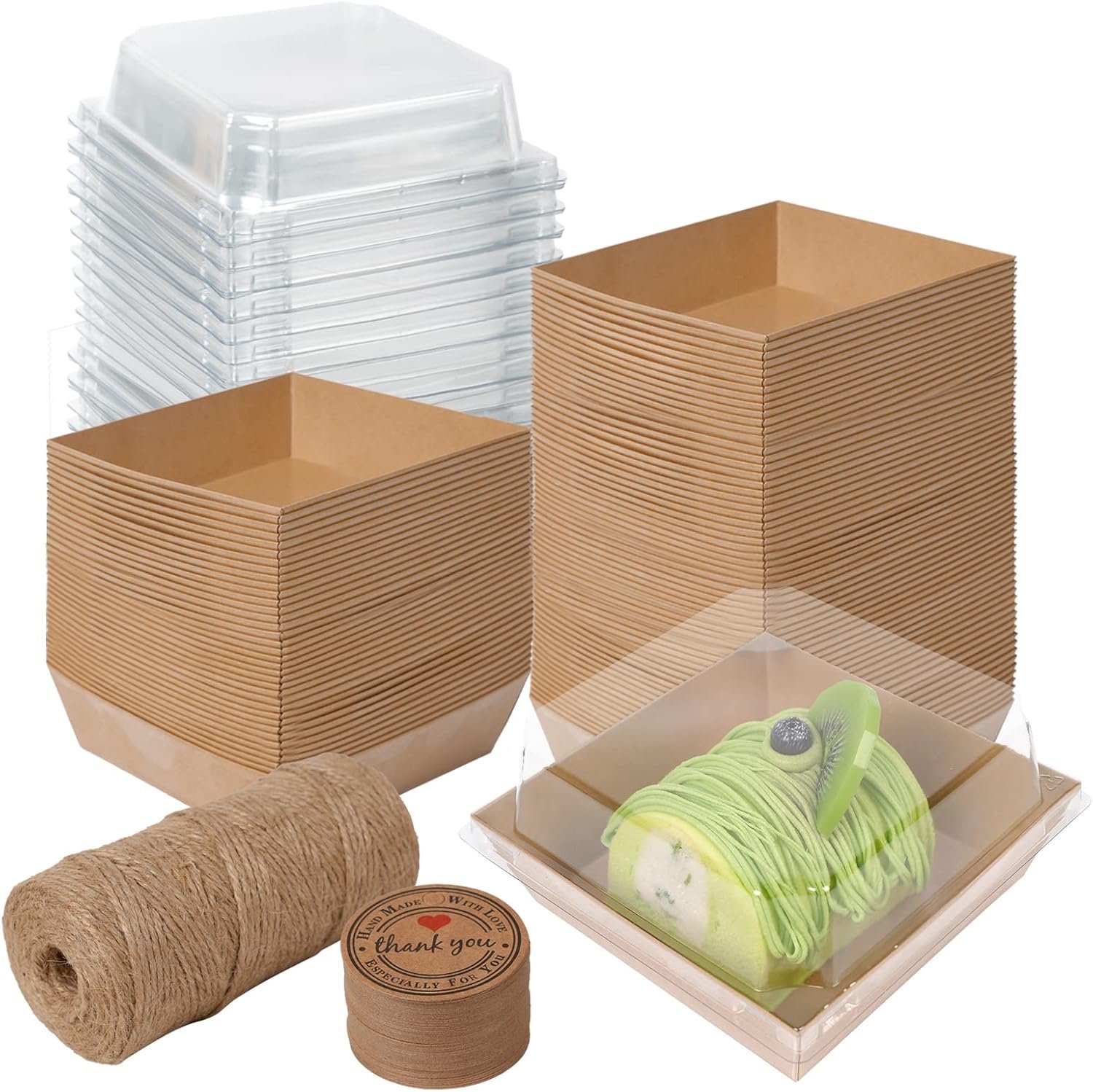 Wholesale 50 Pack 4-Inch Brown Oil-Proof Kraft Paper Charcuterie Boxes with Clear Lids for Sandwiches Cookies Cupcakes Strawberries Bakery Containers Factory