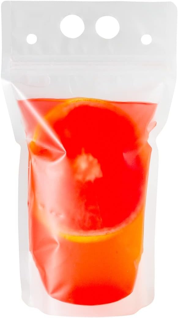 Wholesale 5.1 x 1.6 Inch Double Zipper Drink Pouches 100 Count Hand-Held Straw Storage Translucent Plastic Heavy Duty Tamper-Evident Juice Bags Factory
