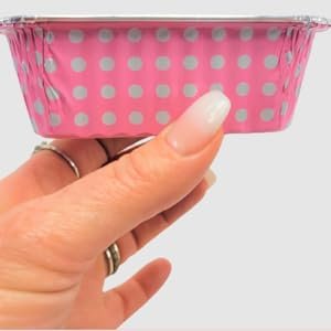 Wholesale 6 Ounce Disposable Aluminum Mini Rectangular Loaf Pans No Lid Oven Safe Foil Baking for Cakes Cobblers Blue Polka Dot 50 Pack #4004 Factory