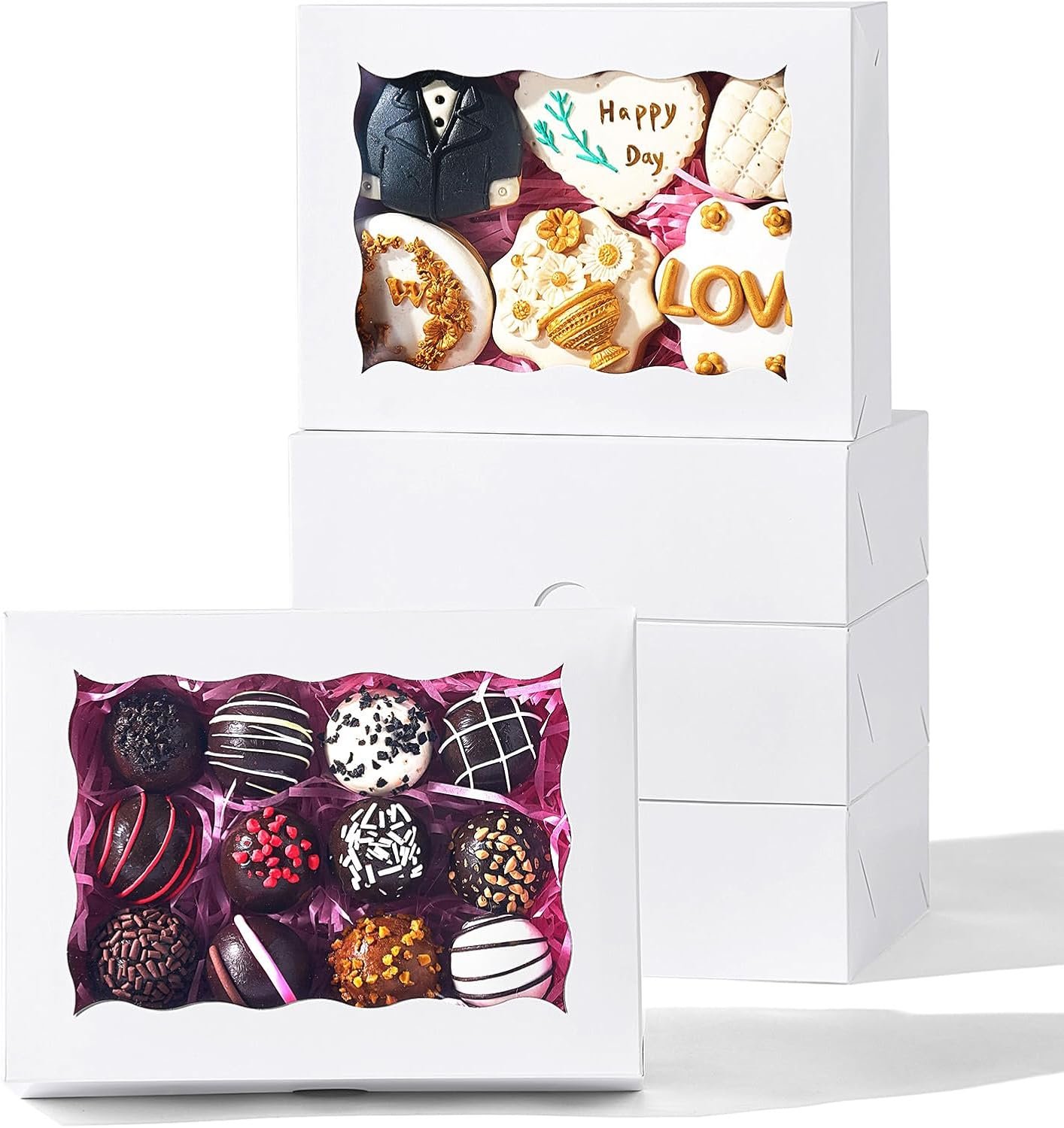 Wholesale 8 Pack 8x6x2.5 Inch White Bakery Boxes with Window for Strawberries Macarons Donuts Truffles Cookies Pastries Desserts Holidays Celebrations Factory