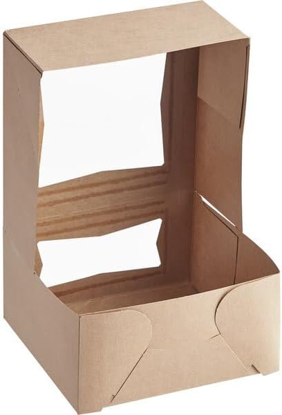 Wholesale 8x8x4 Inch Auto-Popup Square Bakery Boxes with Window Kraft Paperboard 150 Count Case for Cakes Pastries Factory