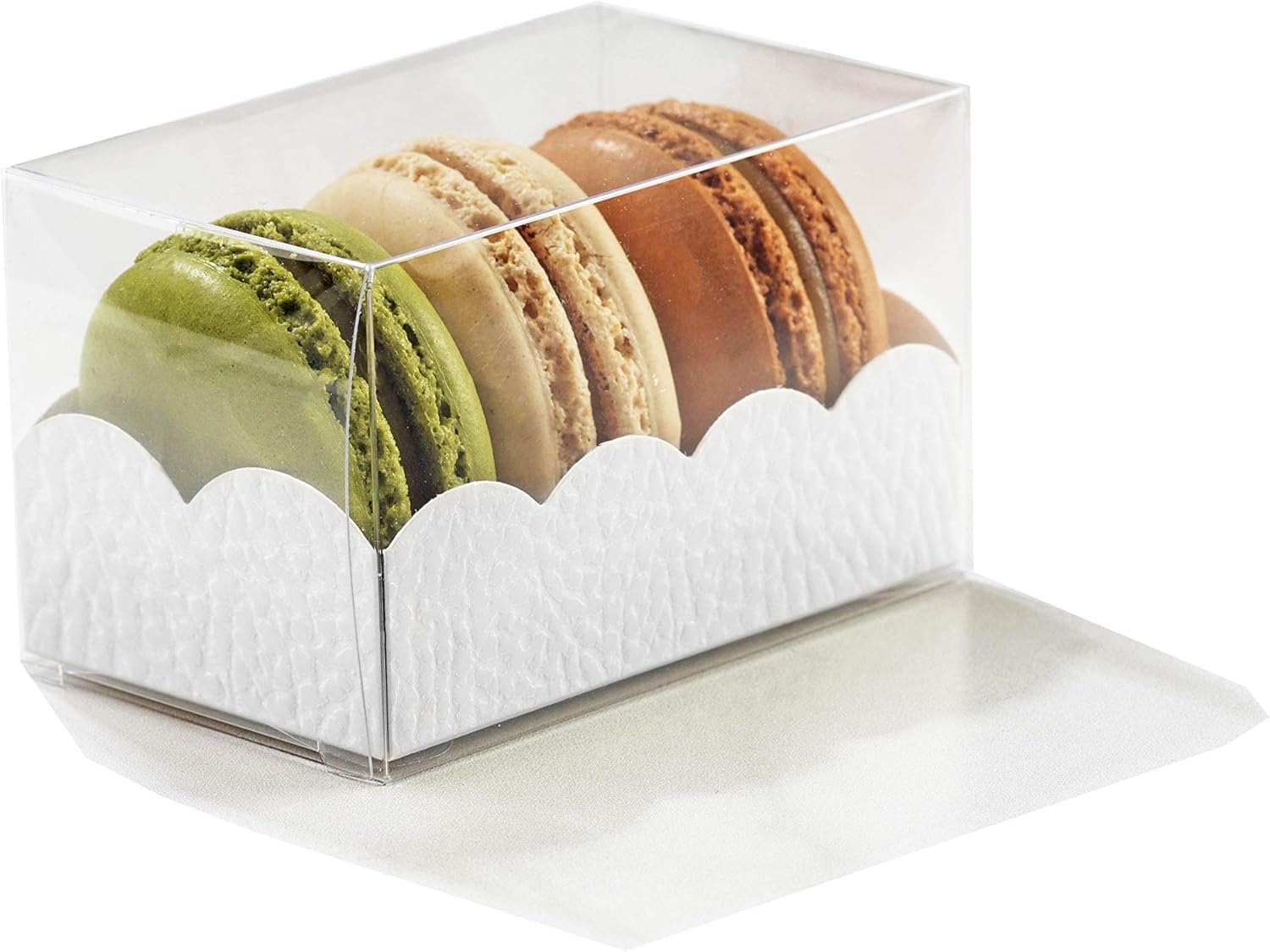 Wholesale Premium Clear White Insert Macaron Favor Boxes 3.14'' x 2'' x 2'' Holds 3 Pack of 25 Factory