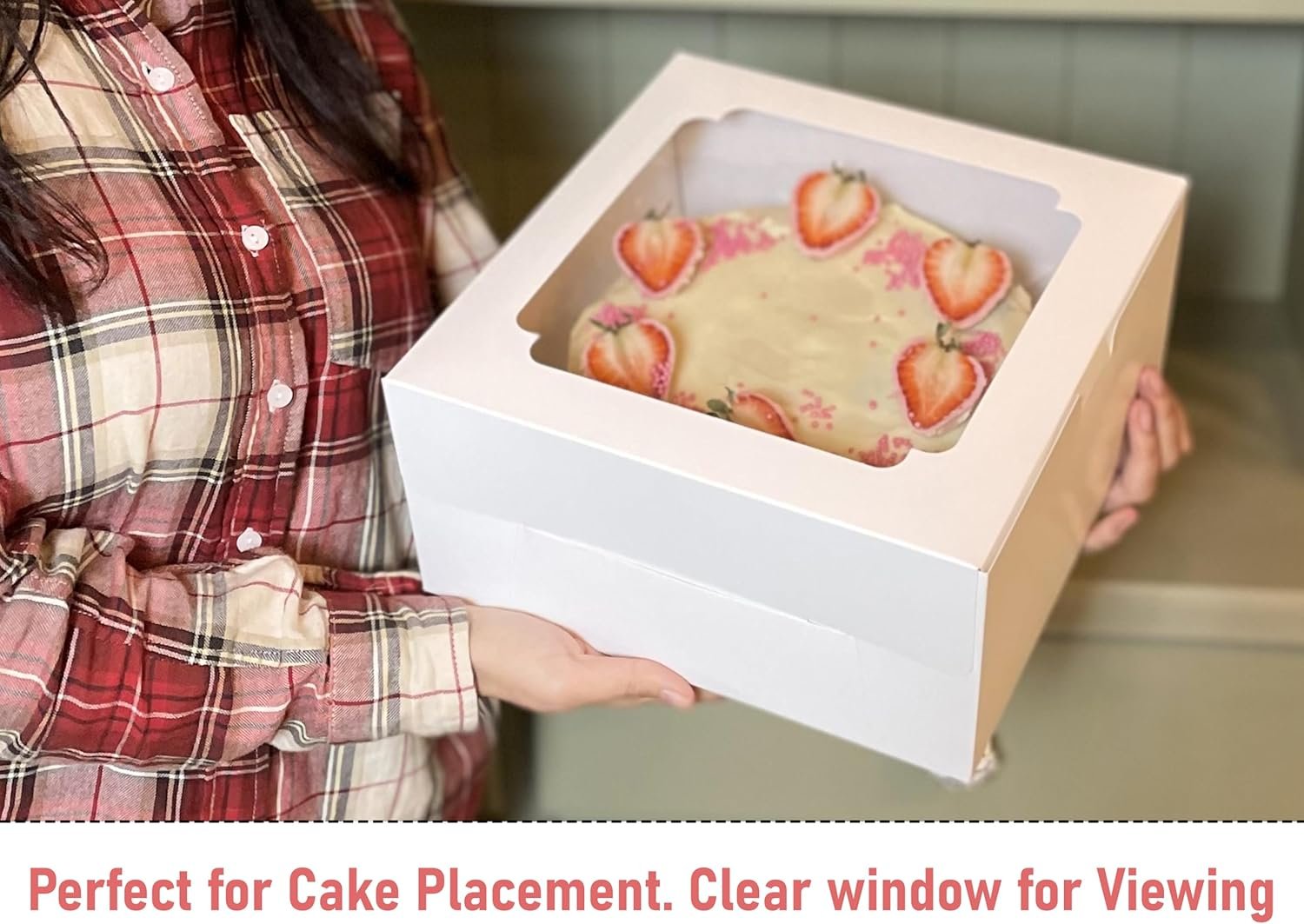 Wholesale 25pcs 10x10x5 Inch White Square Cake Boxes with Window Bakery Pie Containers for Cookies Donuts Pastries Birthdays Weddings 80 Stickers Factory