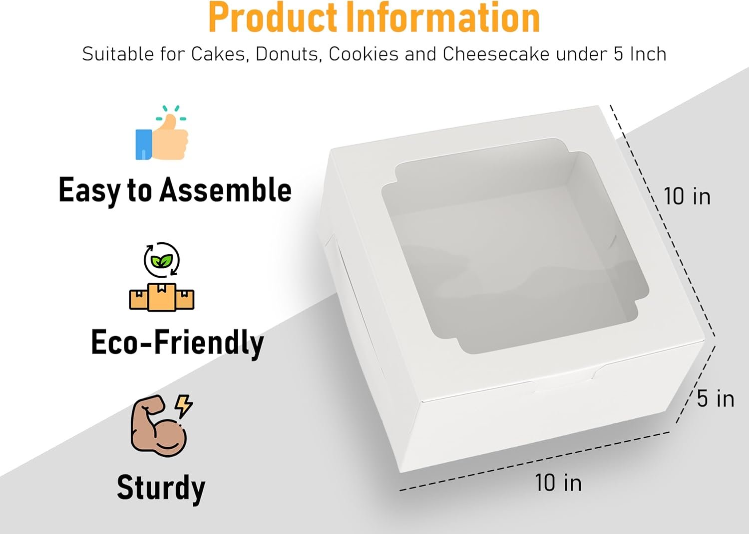 Wholesale 25pcs 10x10x5 Inch White Square Cake Boxes with Window Bakery Pie Containers for Cookies Donuts Pastries Birthdays Weddings 80 Stickers Factory