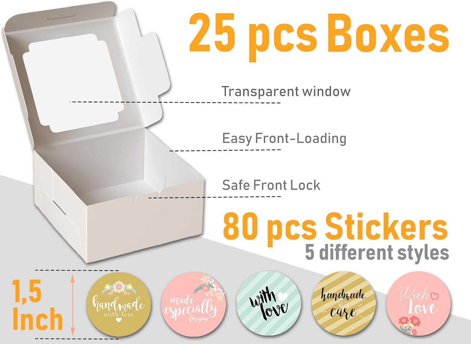 Wholesale 25pcs 10x10x5 Inch White Square Cake Boxes with Window Bakery Pie Containers for Cookies Donuts Pastries Birthdays Weddings 80 Stickers Factory