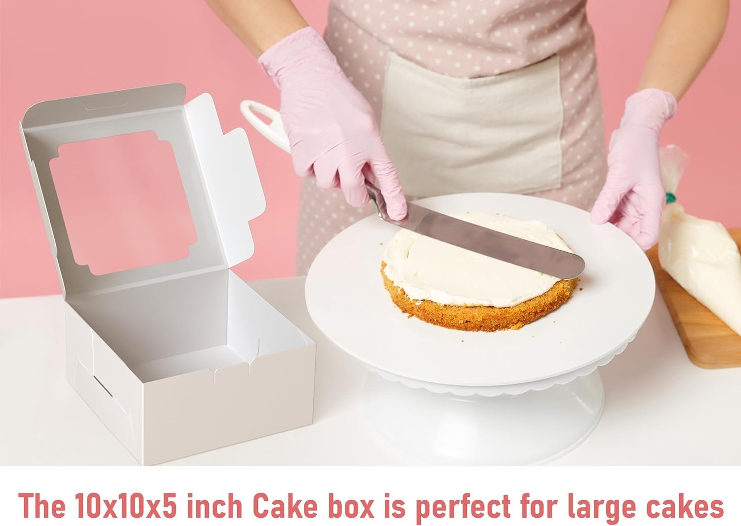 Wholesale 25pcs 10x10x5 Inch White Square Cake Boxes with Window Bakery Pie Containers for Cookies Donuts Pastries Birthdays Weddings 80 Stickers Factory