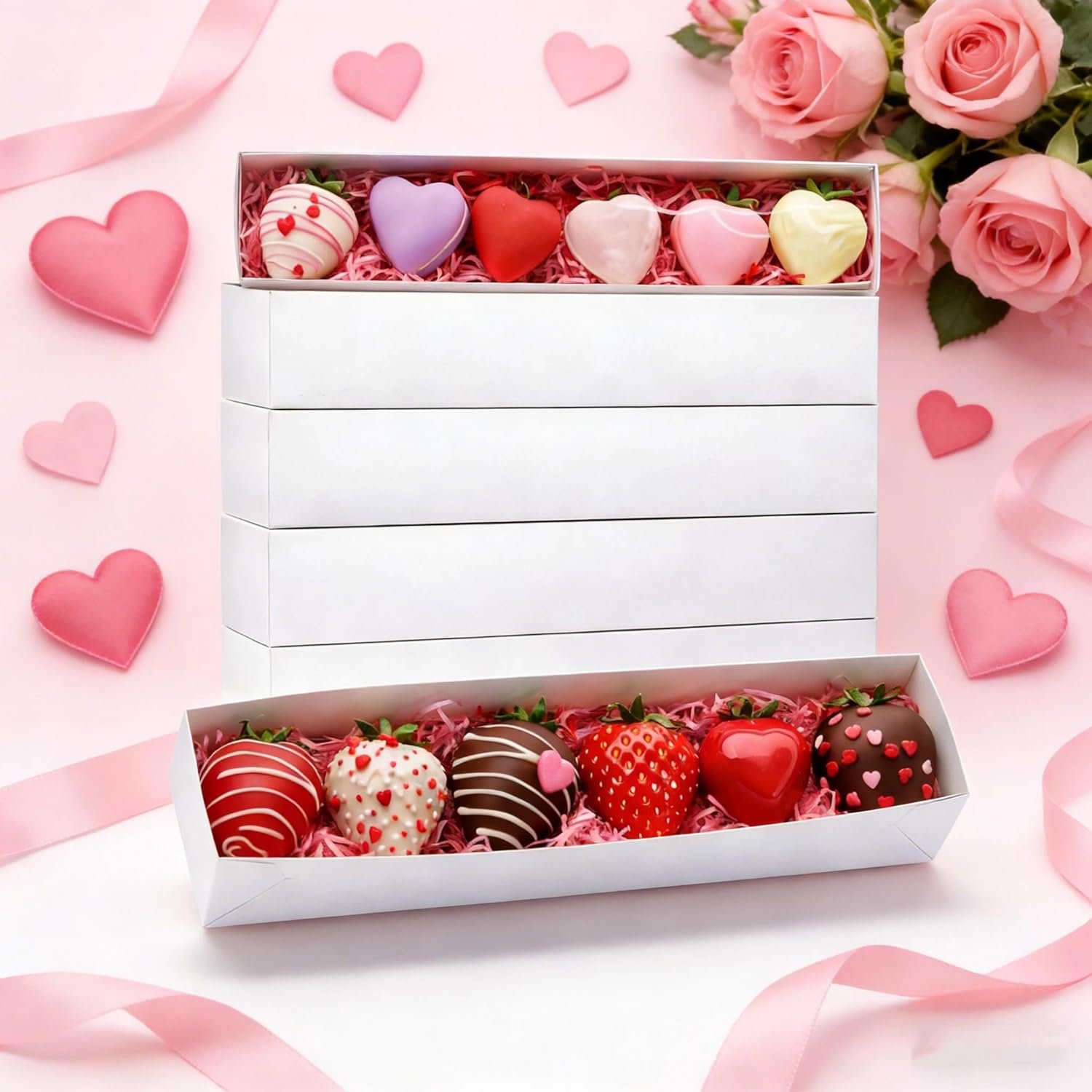 Wholesale 10 Pack 12x2x2 Inch Clear Window Drawer Boxes for Chocolate Covered Strawberries Macarons Cookies Christmas Valentines Mothers Day Factory