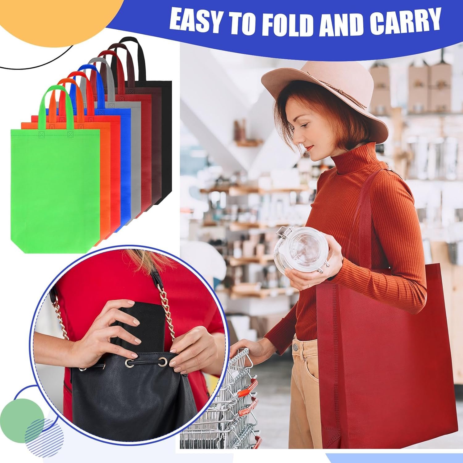 Wholesale 160 Pcs 11.8 x 15 x 4 Inch Non Woven Tote Bags Bulk Reusable Grocery Shopping Bags with Handles Foldable Multicolor Rainbow Gift Bags Factory