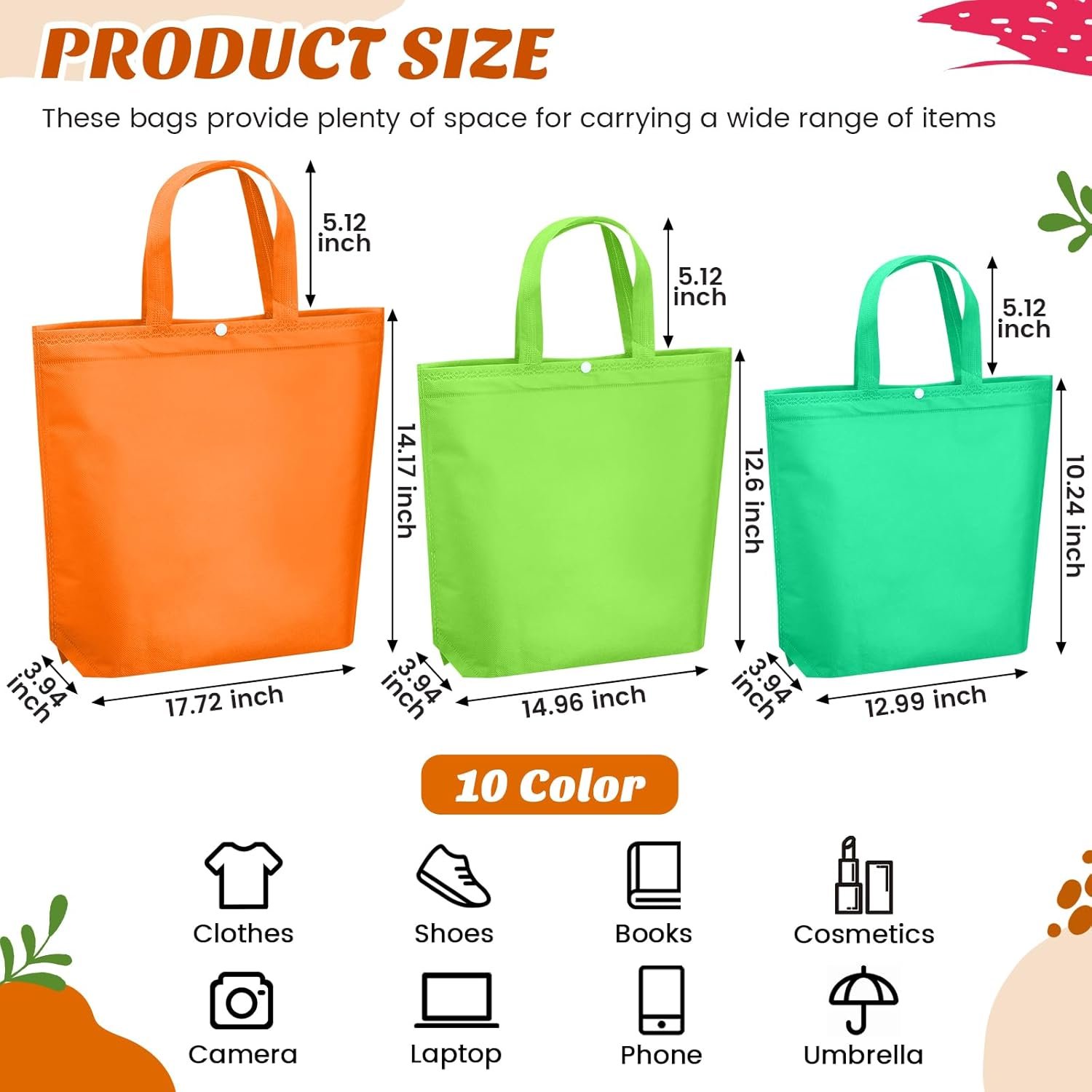 Wholesale 100 Pcs Reusable Non Woven Grocery Tote Bags with Handle Portable Foldable with Button Factory