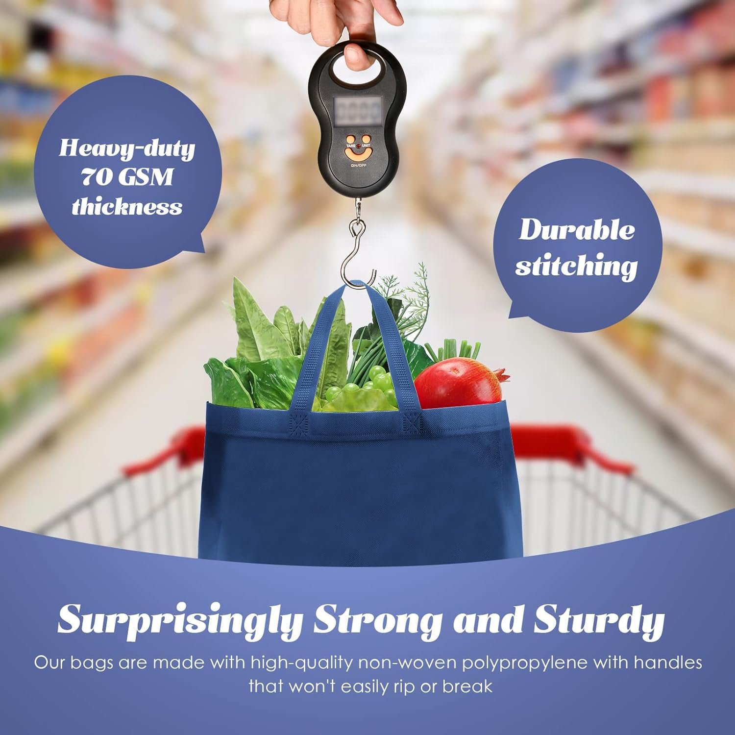 Wholesale 50 Pieces Reusable Non-Woven Tote Bags Bulk Shopping Grocery Bags with Handles Foldable for Boutiques Navy Blue Factory