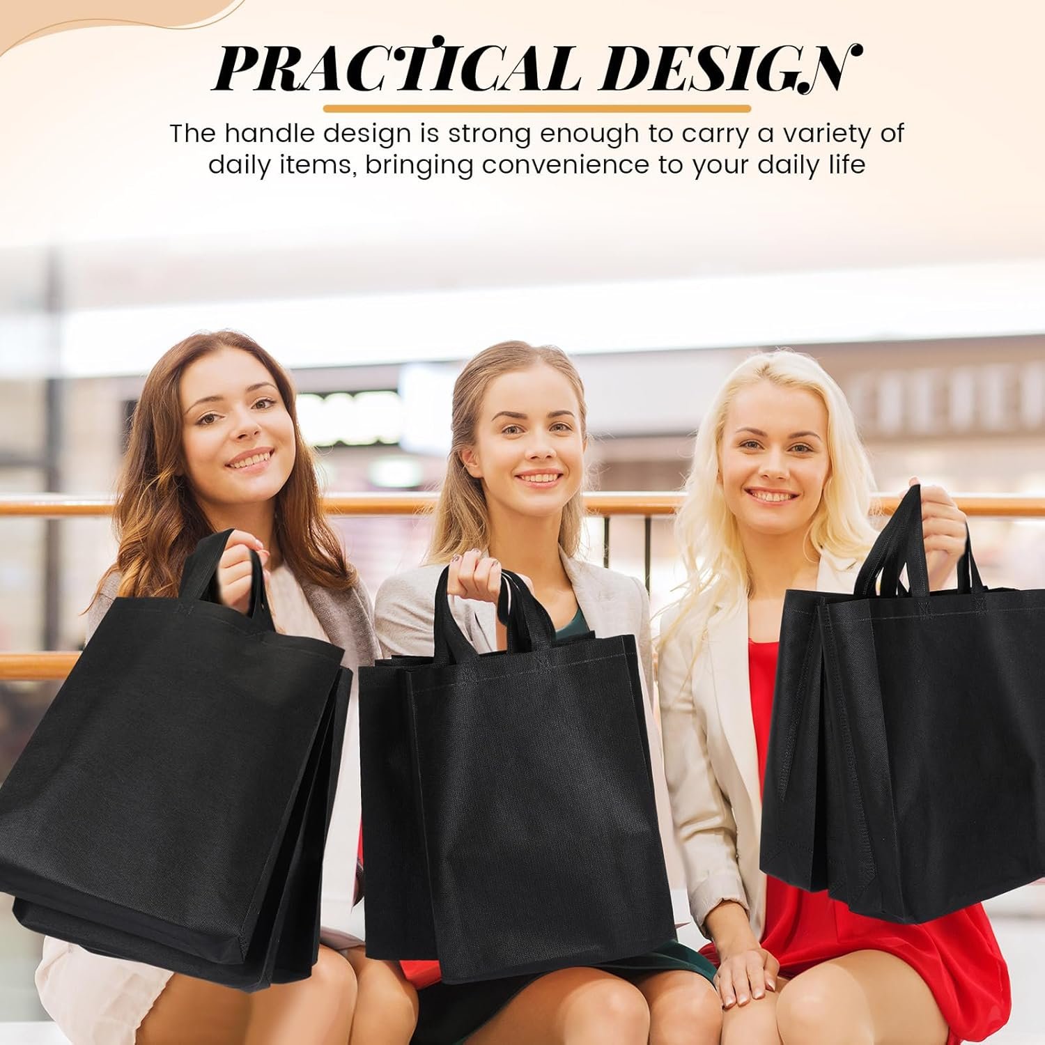 Wholesale 80 Pcs Large Non Woven Reusable Tote Grocery Gift Bags 15 x 11.8 x 4 Inches Factory