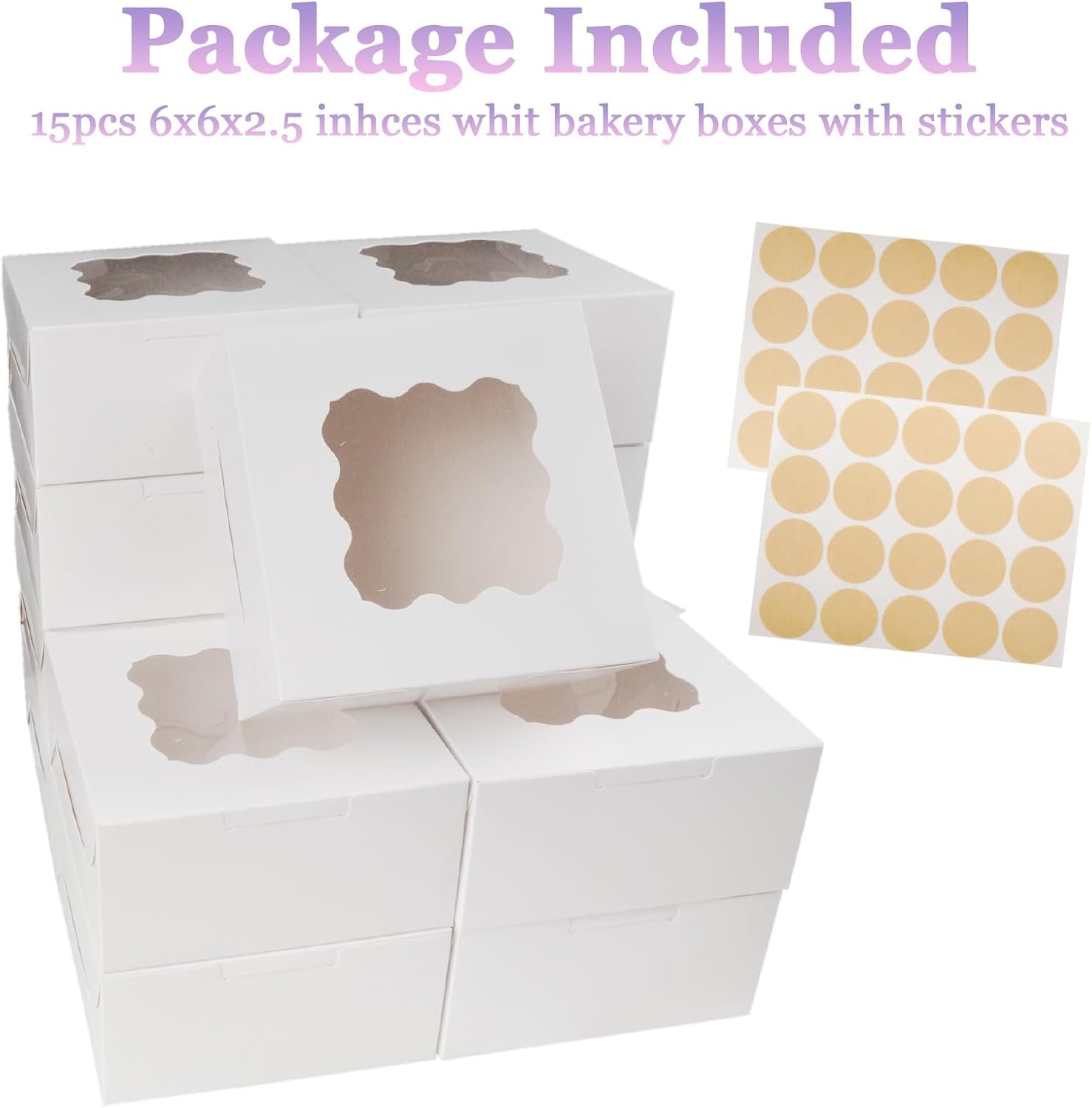 Wholesale 15pcs 6x6x2.5in White Bakery Boxes with Window for Macarons Donuts Cookies Desserts Treats Party Favors Factory
