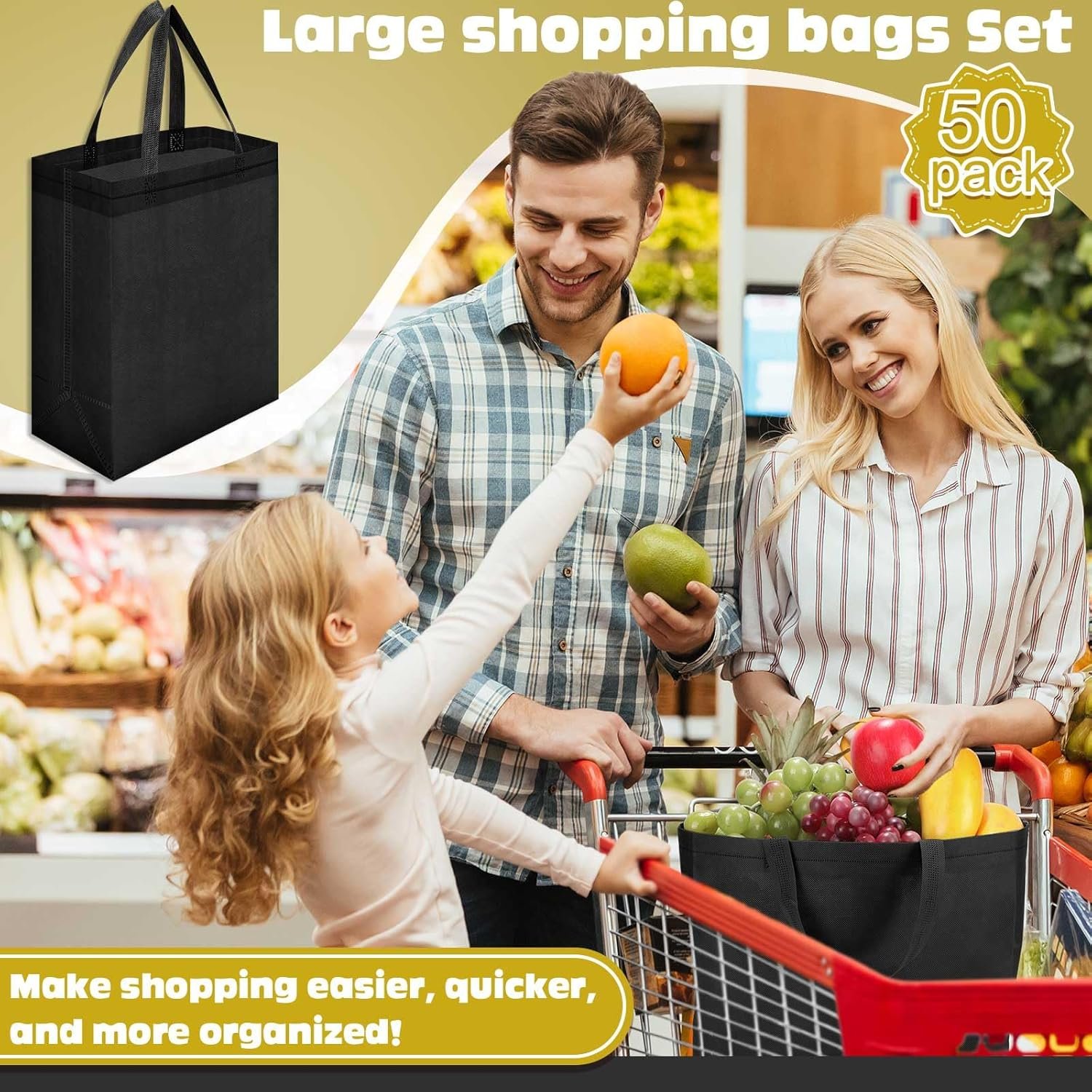 Wholesale 50 Pcs 8 x 4 x 10 Inch Reusable Non Woven Tote Bags with Handles Christmas Grocery Shopping Gift Black Factory Wholesale 50 Pcs 8 x 4 x 10 Inch Reusable Non Woven Tote Bags with Handles Christmas Grocery Shopping Gift Black Factory