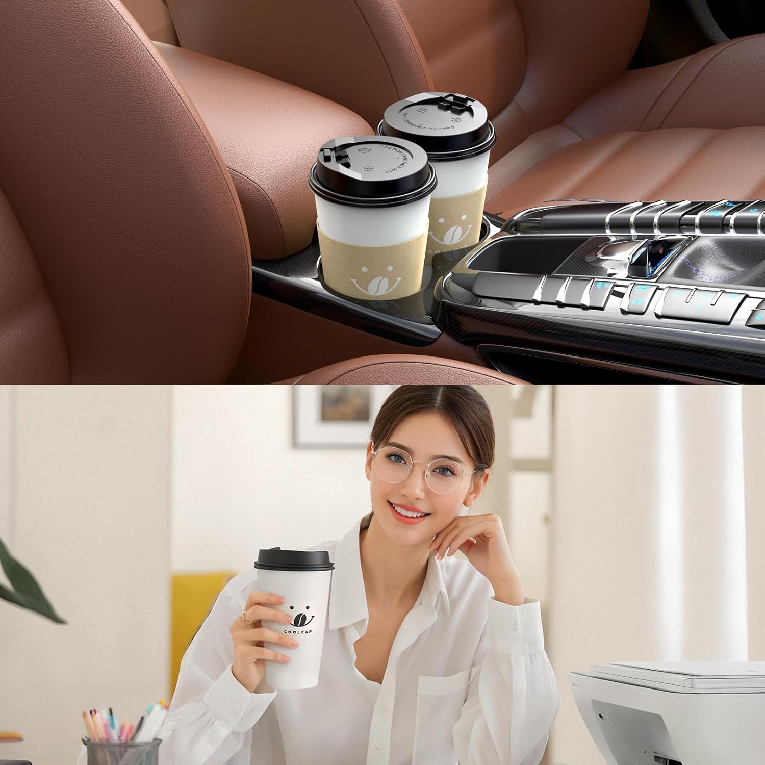 Wholesale 16oz Coffee Cups with Lids Sleeves 100 Pack Disposable To-Go Hot Paper Cups White Bulk Factory