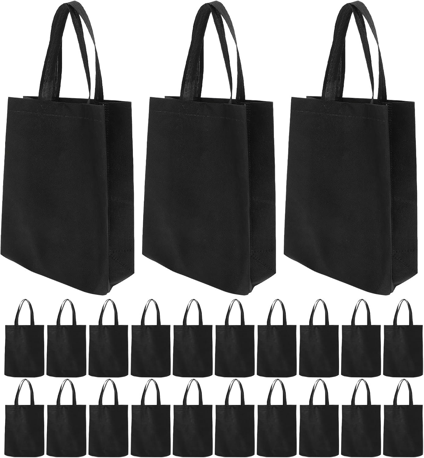 Wholesale 50pcs Black Non-woven Reusable Shopping Tote Bags with Handles for Party Favors Presents Groceries Factory