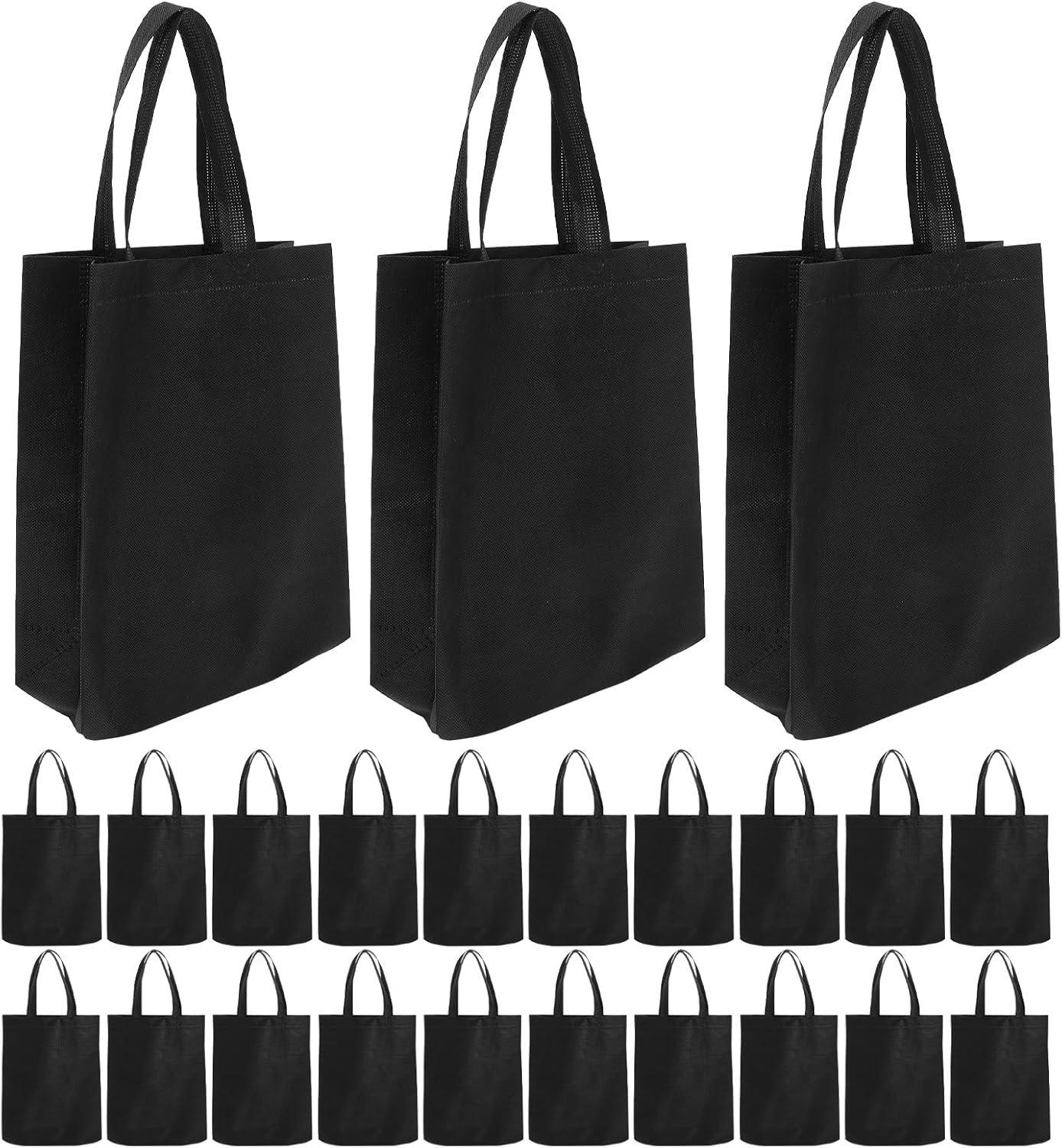 Wholesale 50pcs Black Non-woven Reusable Shopping Tote Bags with Handles for Party Favors Presents Groceries Factory
