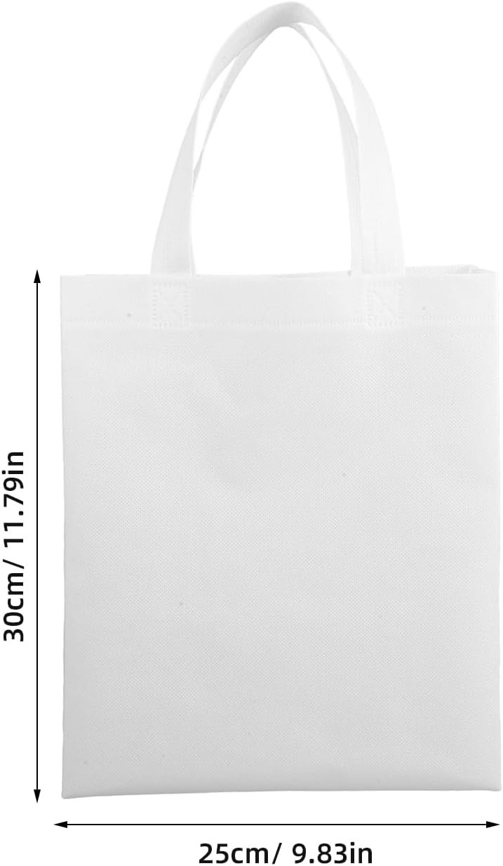Wholesale 50pcs White Non-Woven Reusable Grocery Tote Bags with Handles for Shopping Party Gifts Holiday Festival Birthday Factory