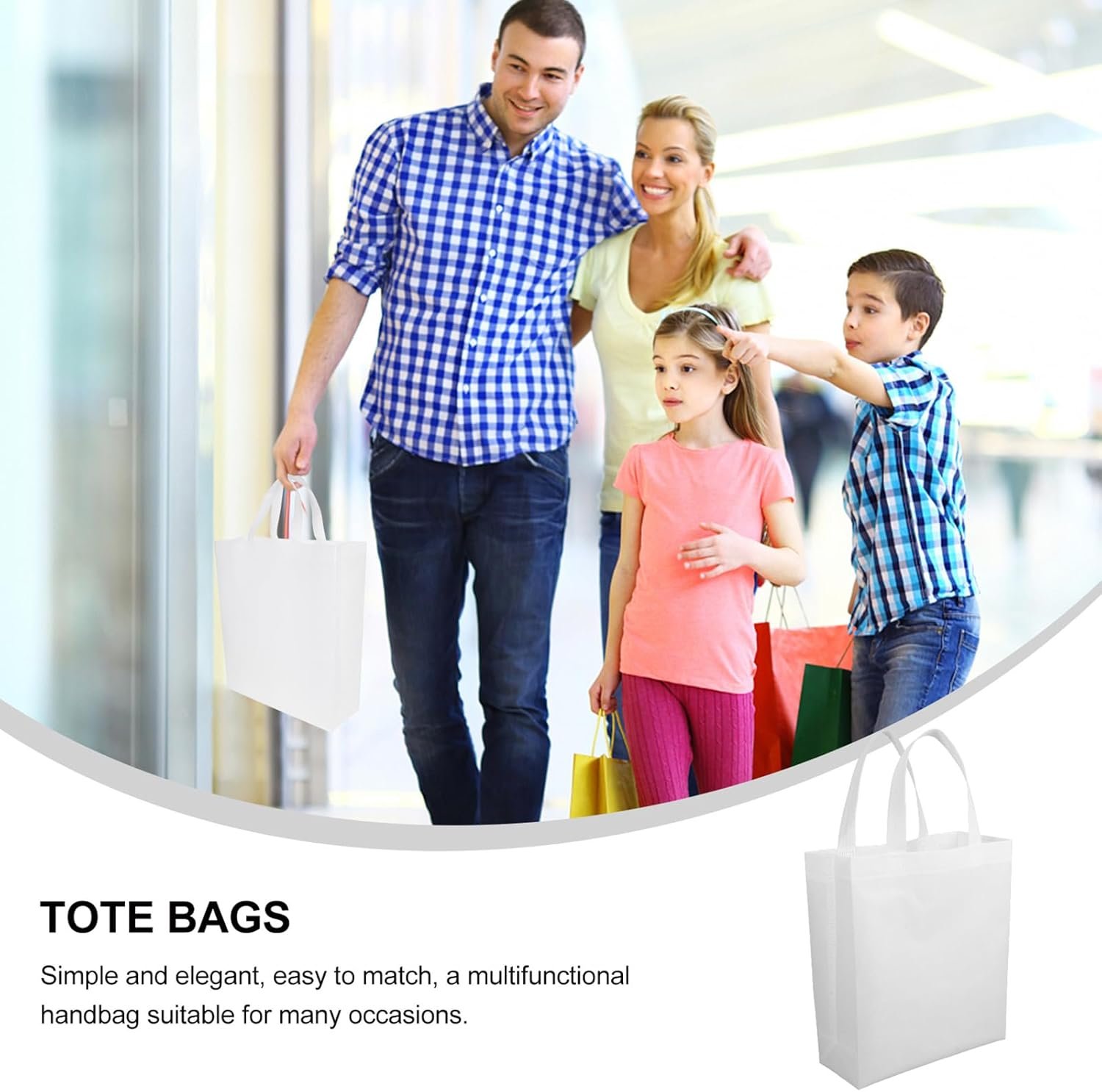 Wholesale 50pcs White Non-Woven Reusable Grocery Tote Bags with Handles for Shopping Party Gifts Holiday Festival Birthday Factory