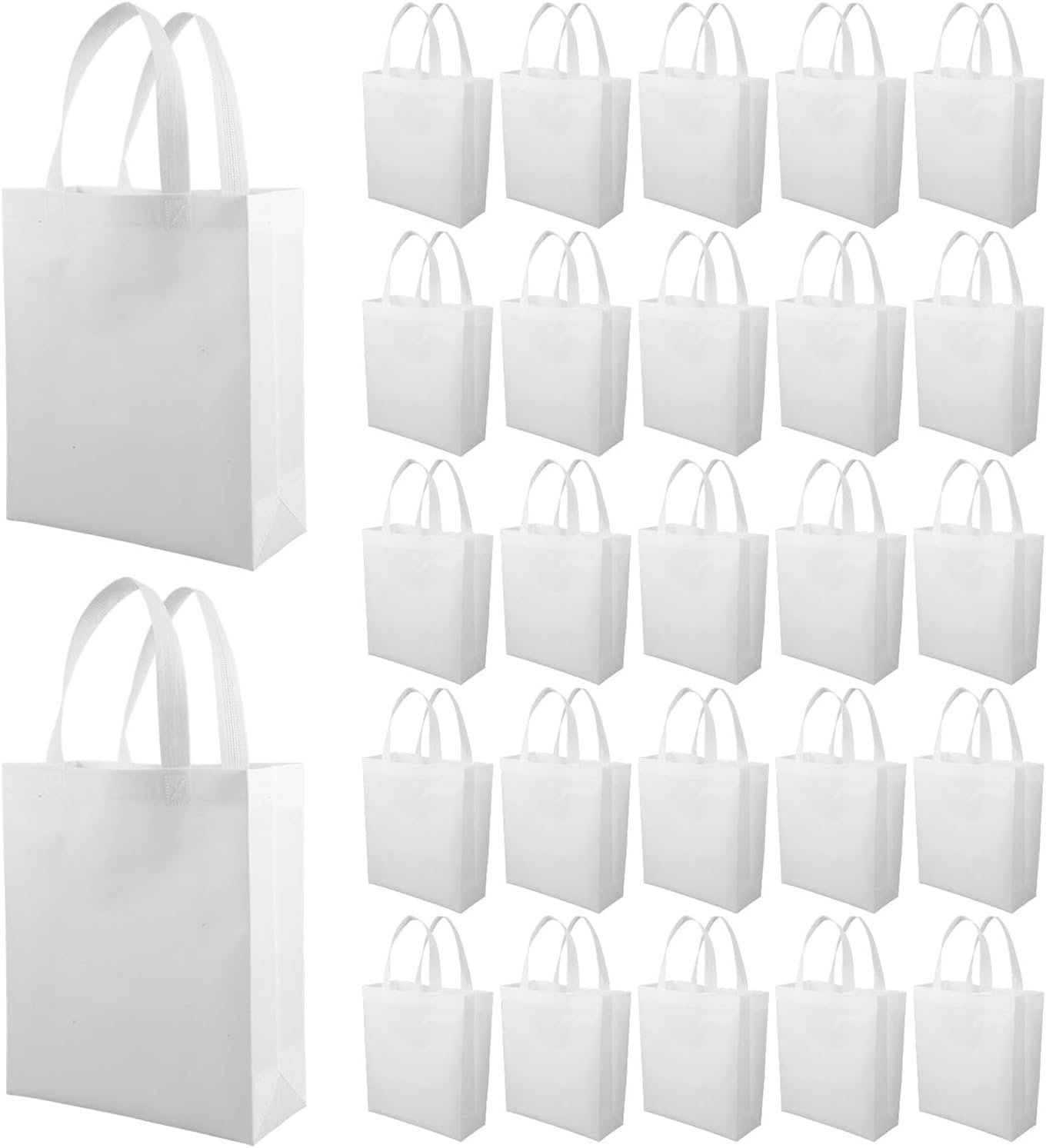 Wholesale 50pcs White Non-Woven Reusable Grocery Tote Bags with Handles for Shopping Party Gifts Holiday Festival Birthday Factory