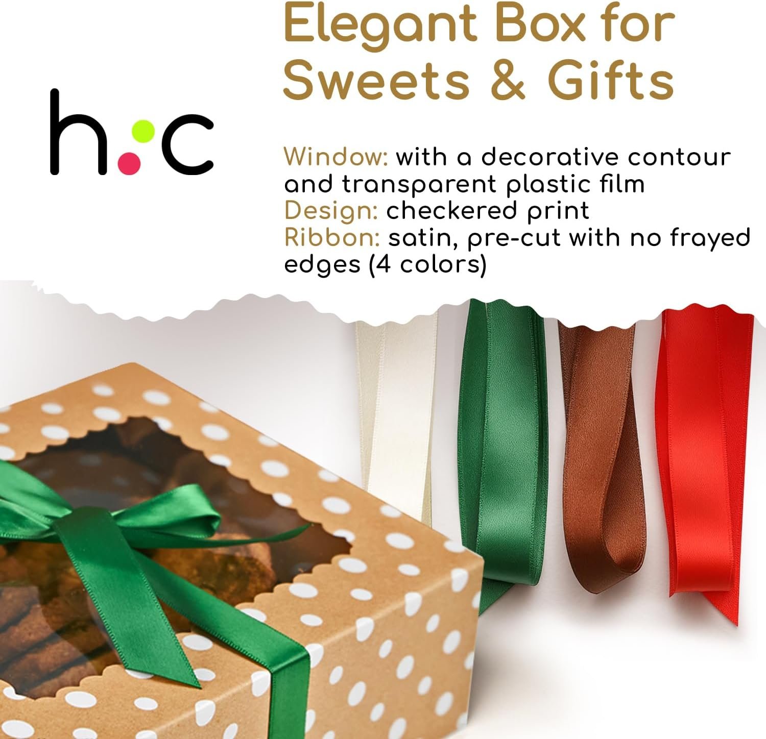 Wholesale 8.3x6x2.8 Inch Brown Kraft Cookie Boxes with Ribbons Window 20 Pack Food Grade Cardboard Bakery Boxes for Christmas Baked Goods Candy Holiday Packaging Empty Factory